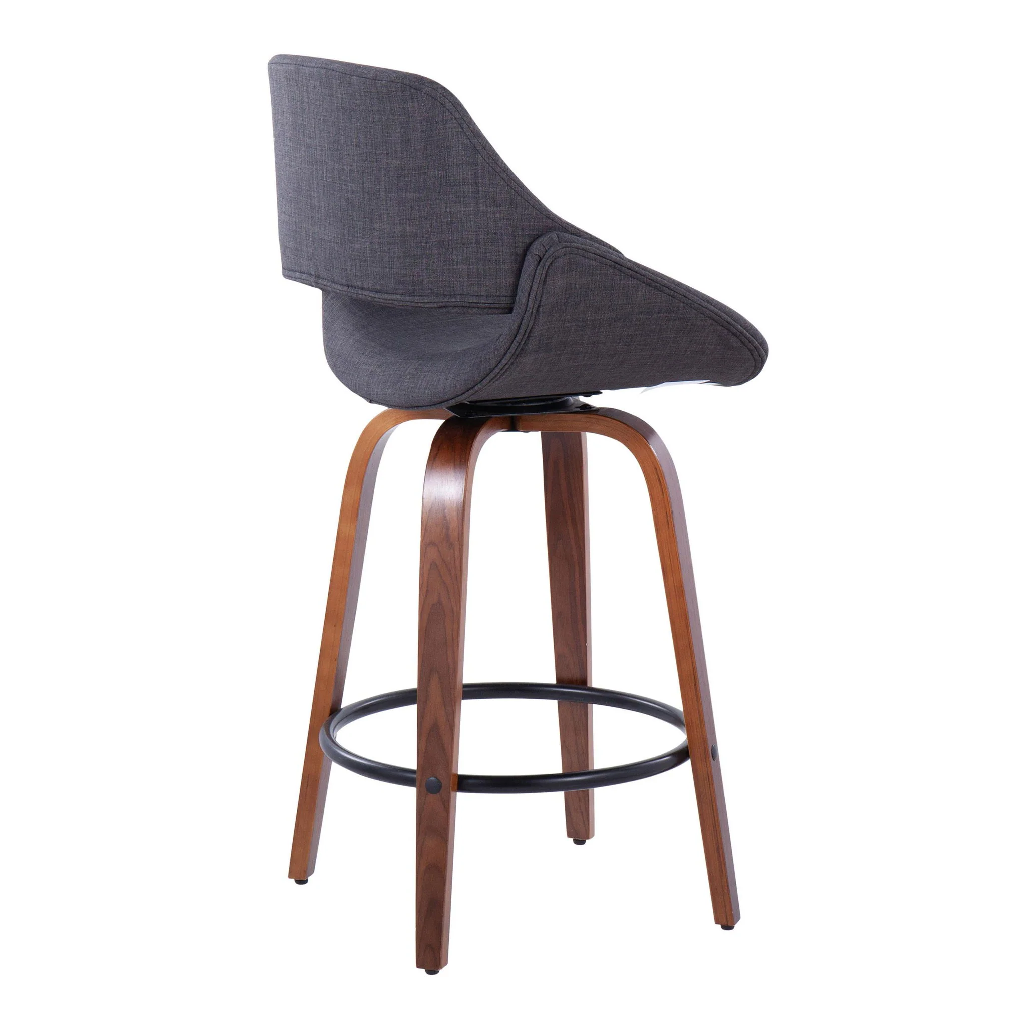 Fabrico - Mid Century Modern Fixed Height Counter Stool & Round Footrest (Set of 2) - Image 5