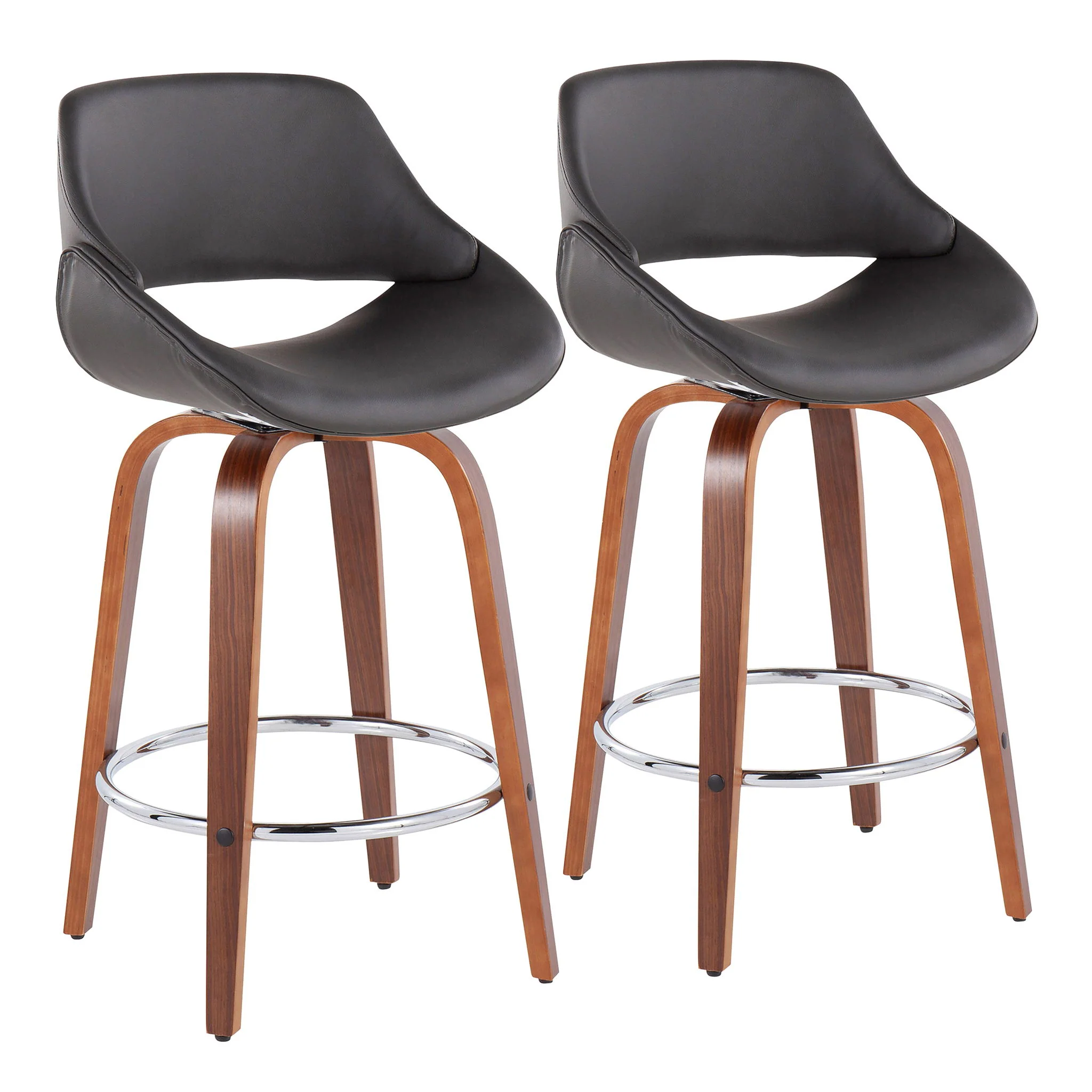 Fabrico - Mid Century Modern, Fixed Height Counter Stool With Round Footrest (Set of 2) - Image 5