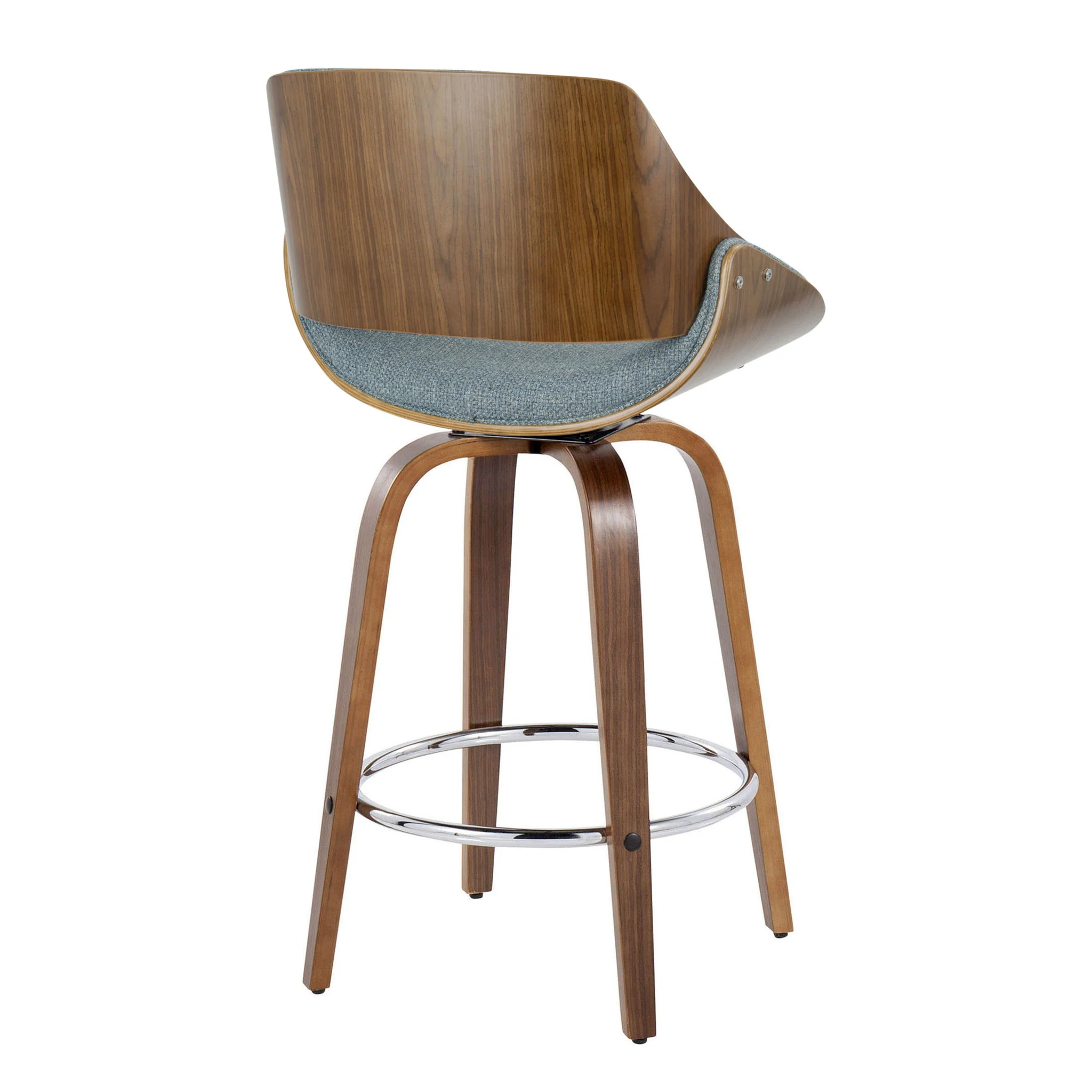 Fabrizzi - Mid Century Modern Fixed Height Counter Stool With Swivel With Round Footrest (Set of 2) - Image 5
