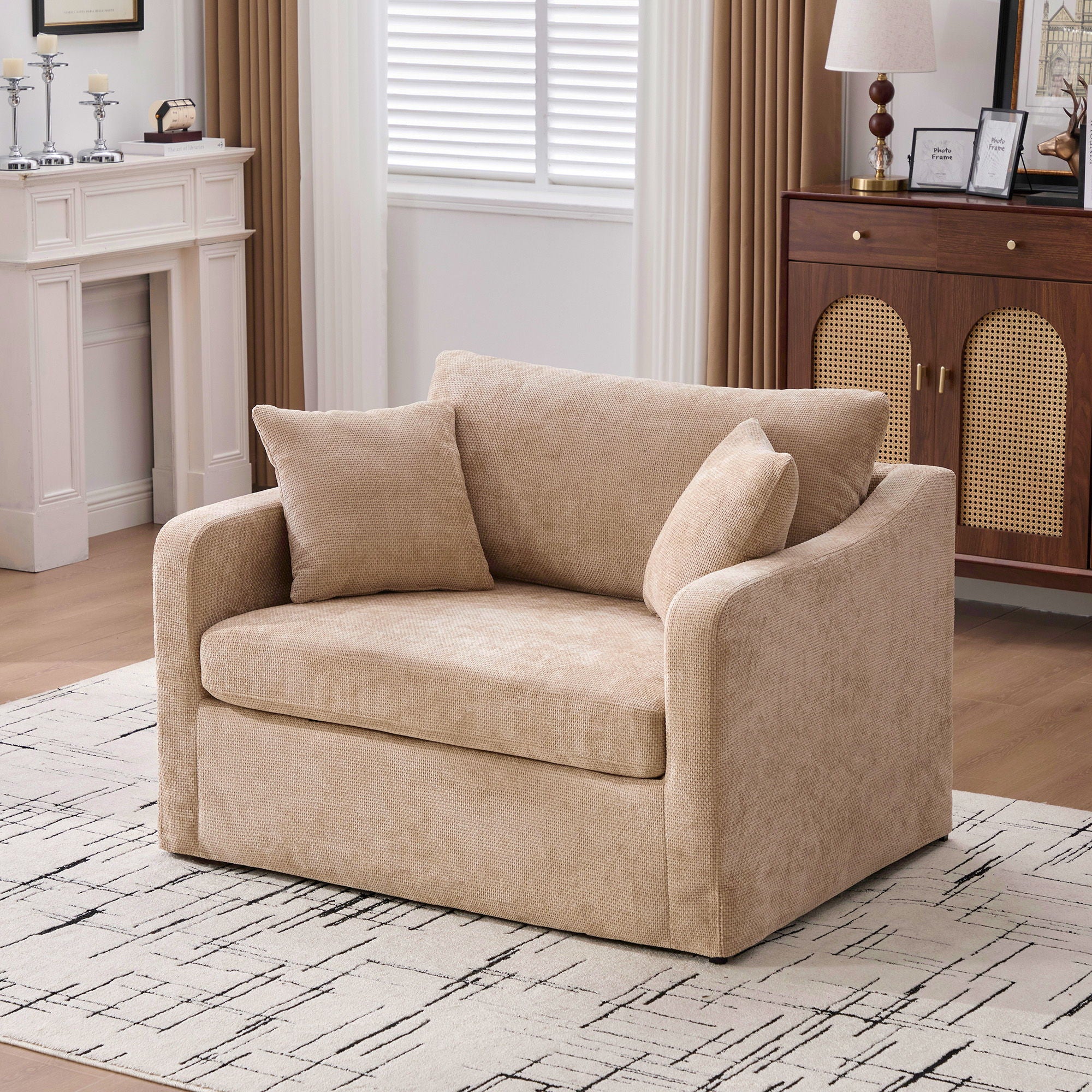 Farmhouse Accent Chair With 2 Bolster Pillows - Image 9