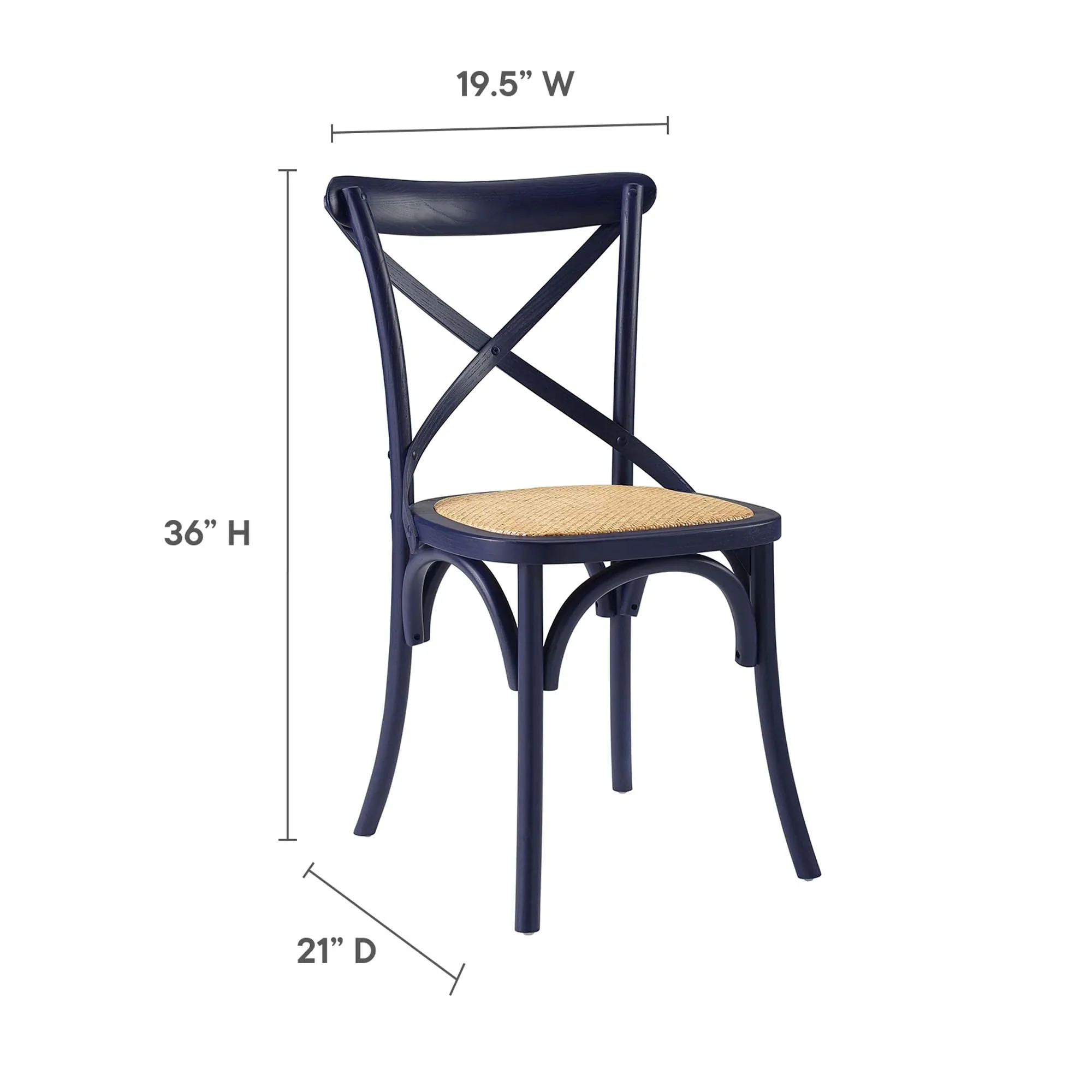 Farmhouse Elm Wood Dining Side Chair with Rattan Seat - Image 44