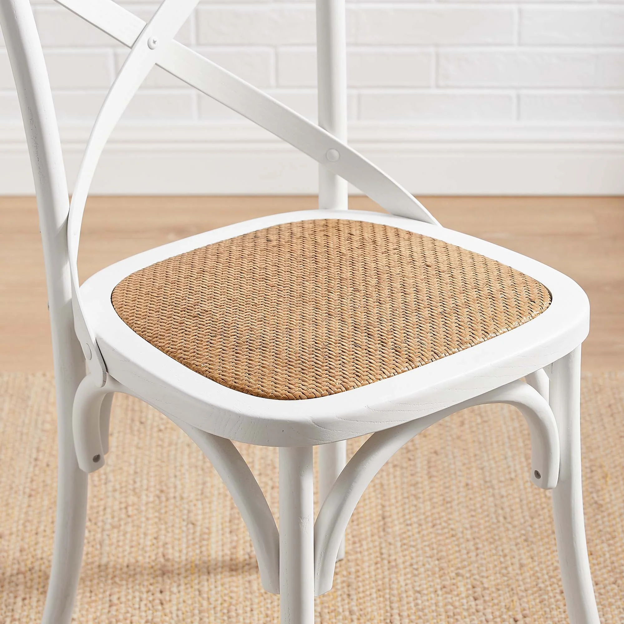 Farmhouse Elm Wood Dining Side Chair with Rattan Seat - Image 58