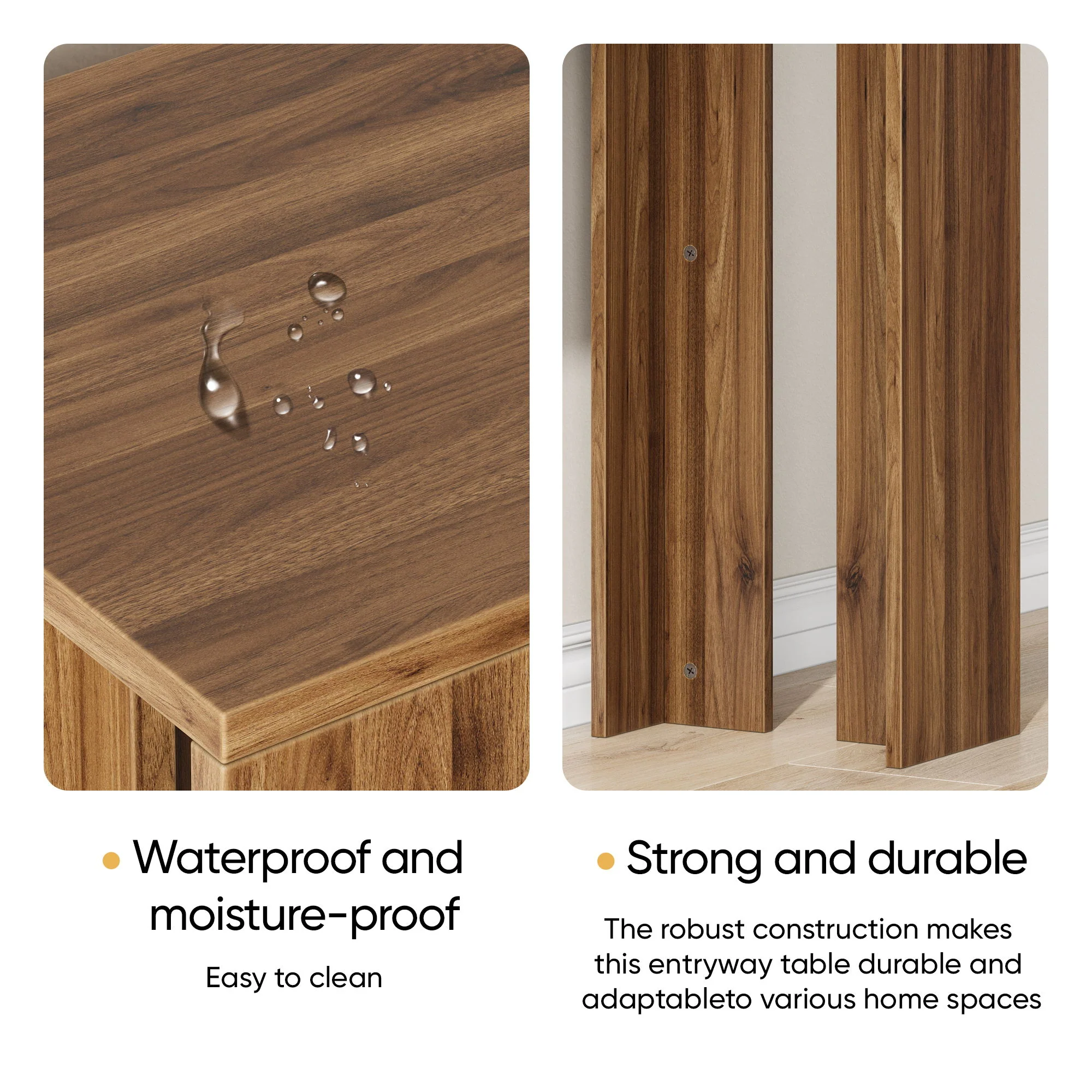 Farmhouse Style Extra Long Walnut Console Table - Image 16