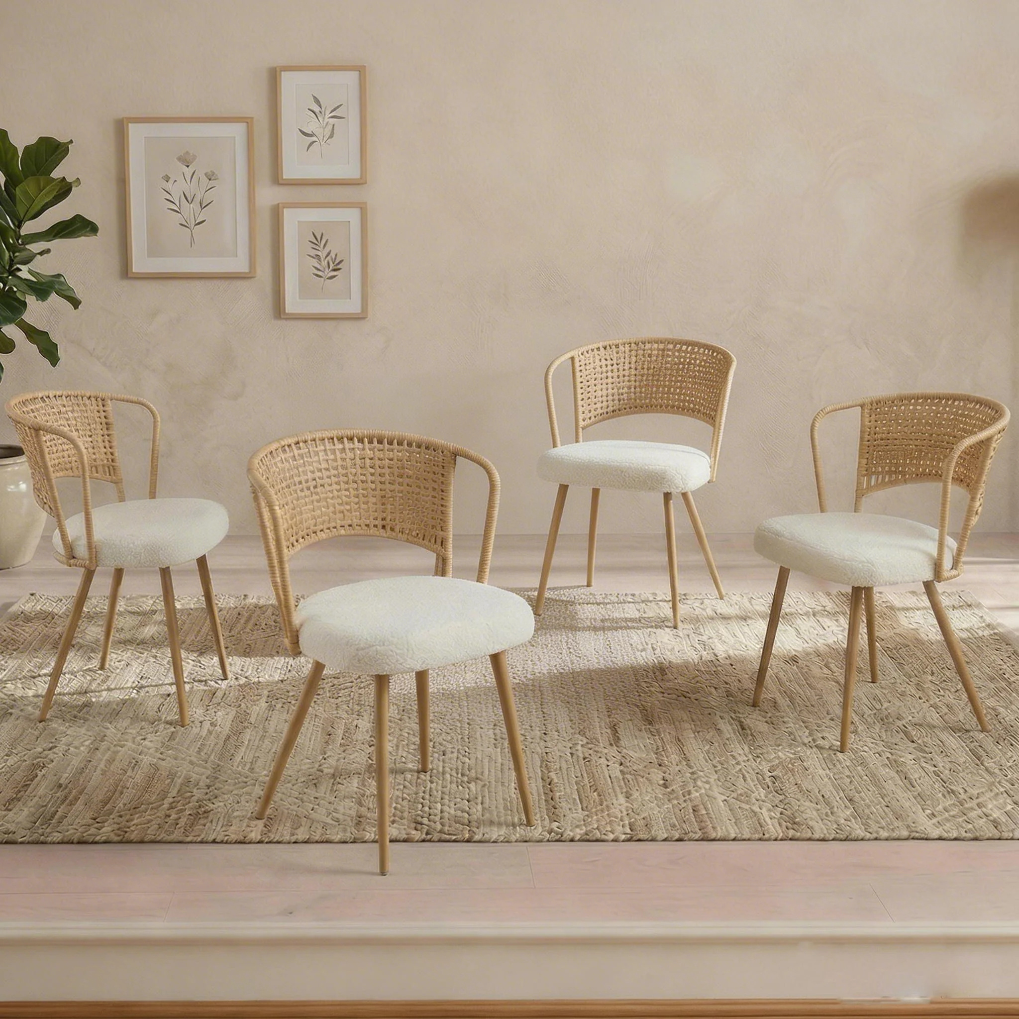 Farmhouse Style Wicker Dining Chair - Image 17