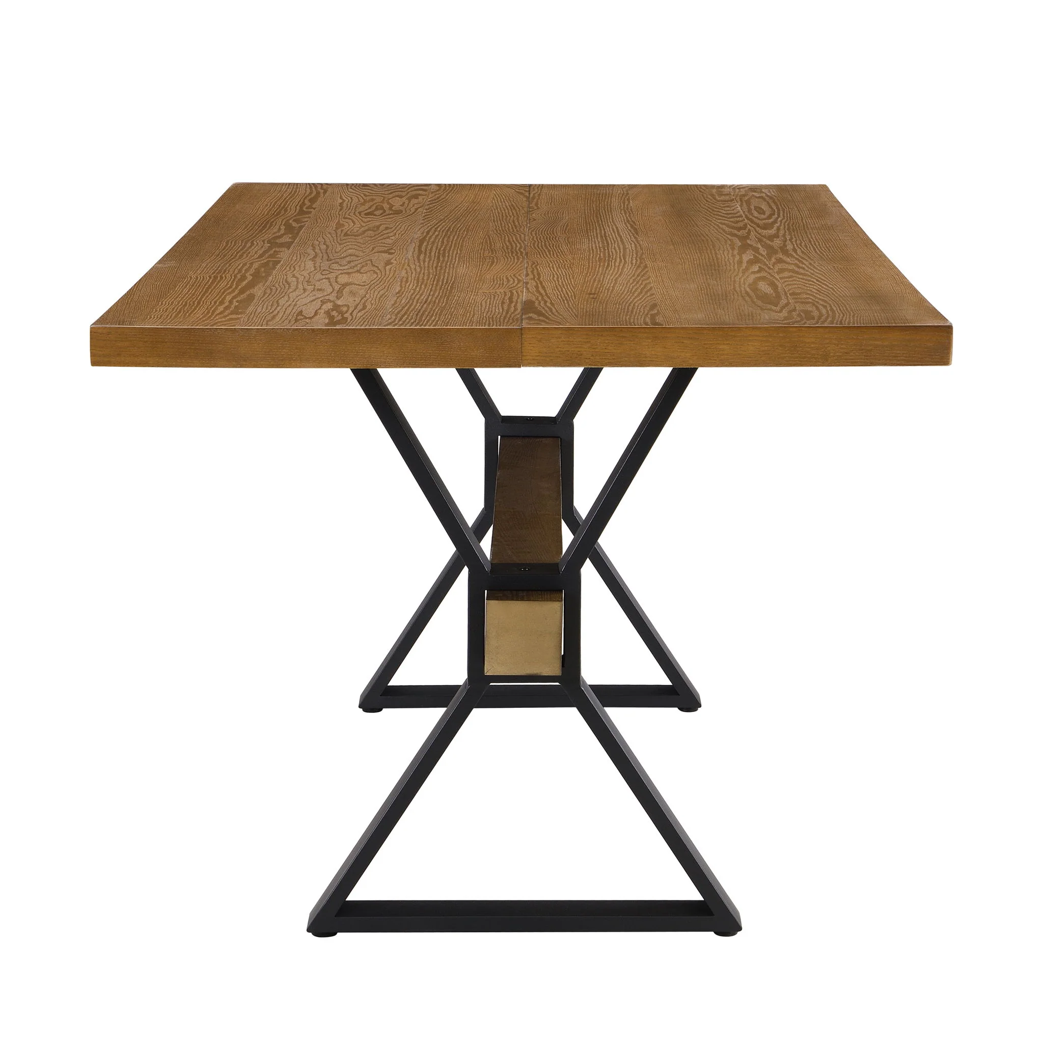 Farmhouse Style X Shaped Legs Dining Table With Moulded Details - Brown - Image 3