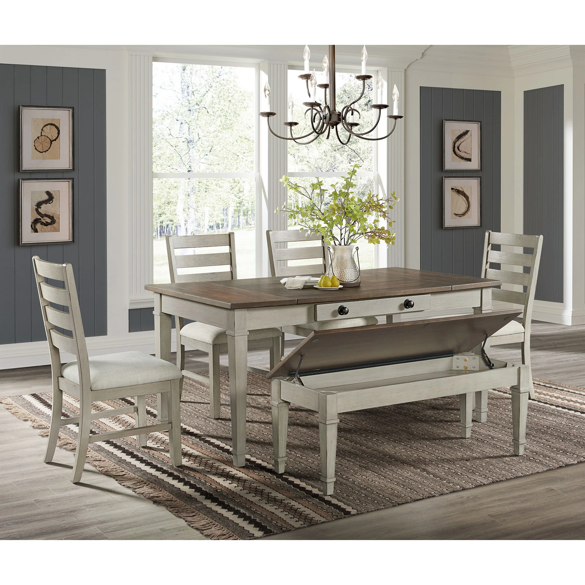 Farmington - Ladder Back Dining Side Chair (Set of 2) - Washed Stone / Light Beige - Image 7