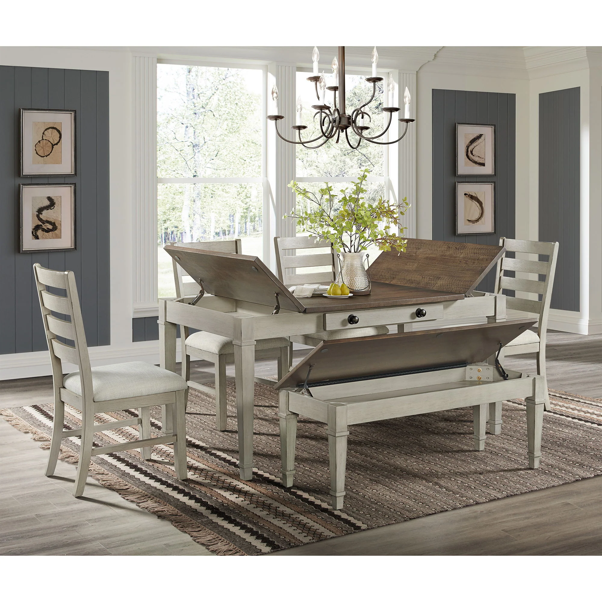 Farmington - Rectangular Dining Table - Medium Brown And Washed Stone - Image 3