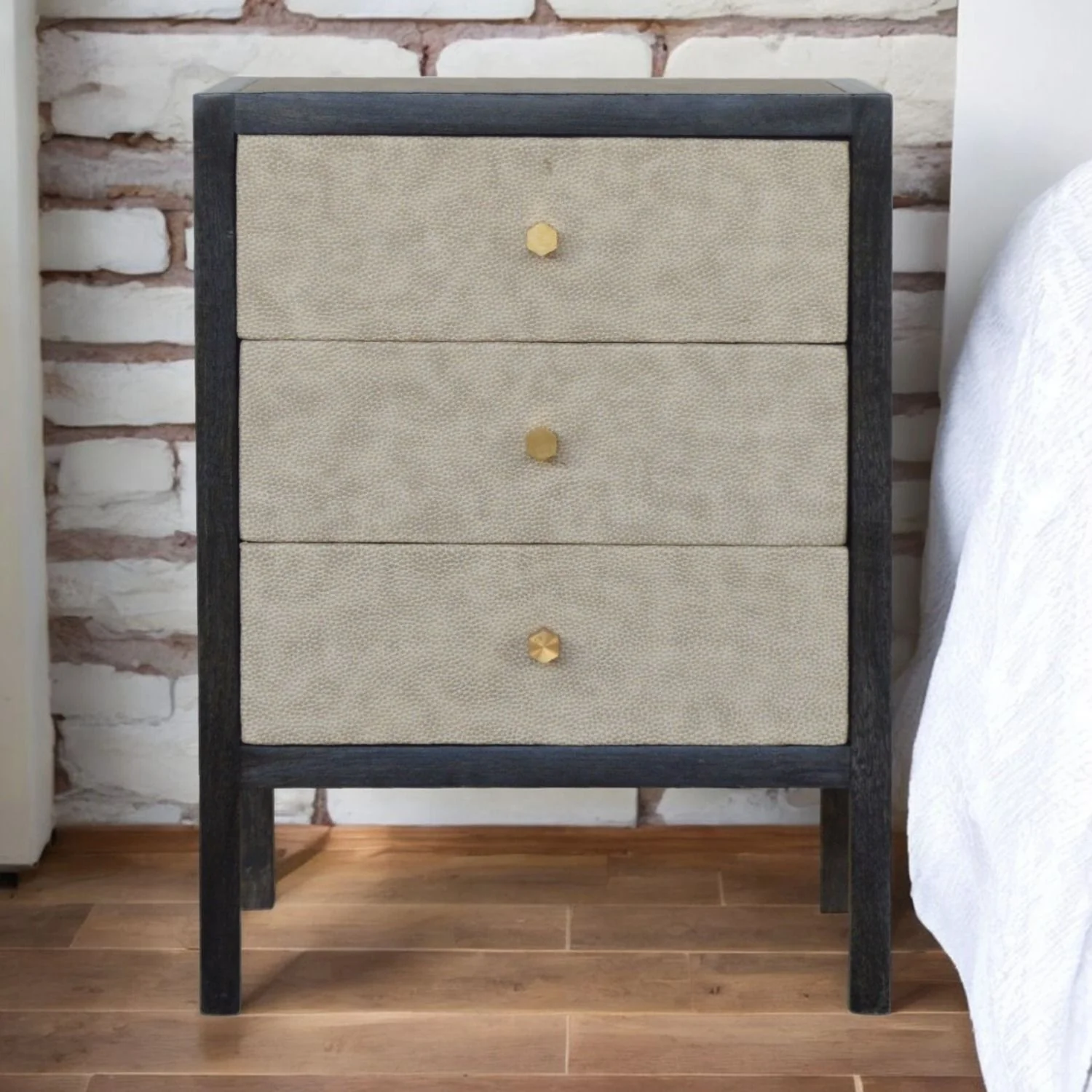 Nightstand, 3 Drawer - Black - Image 5