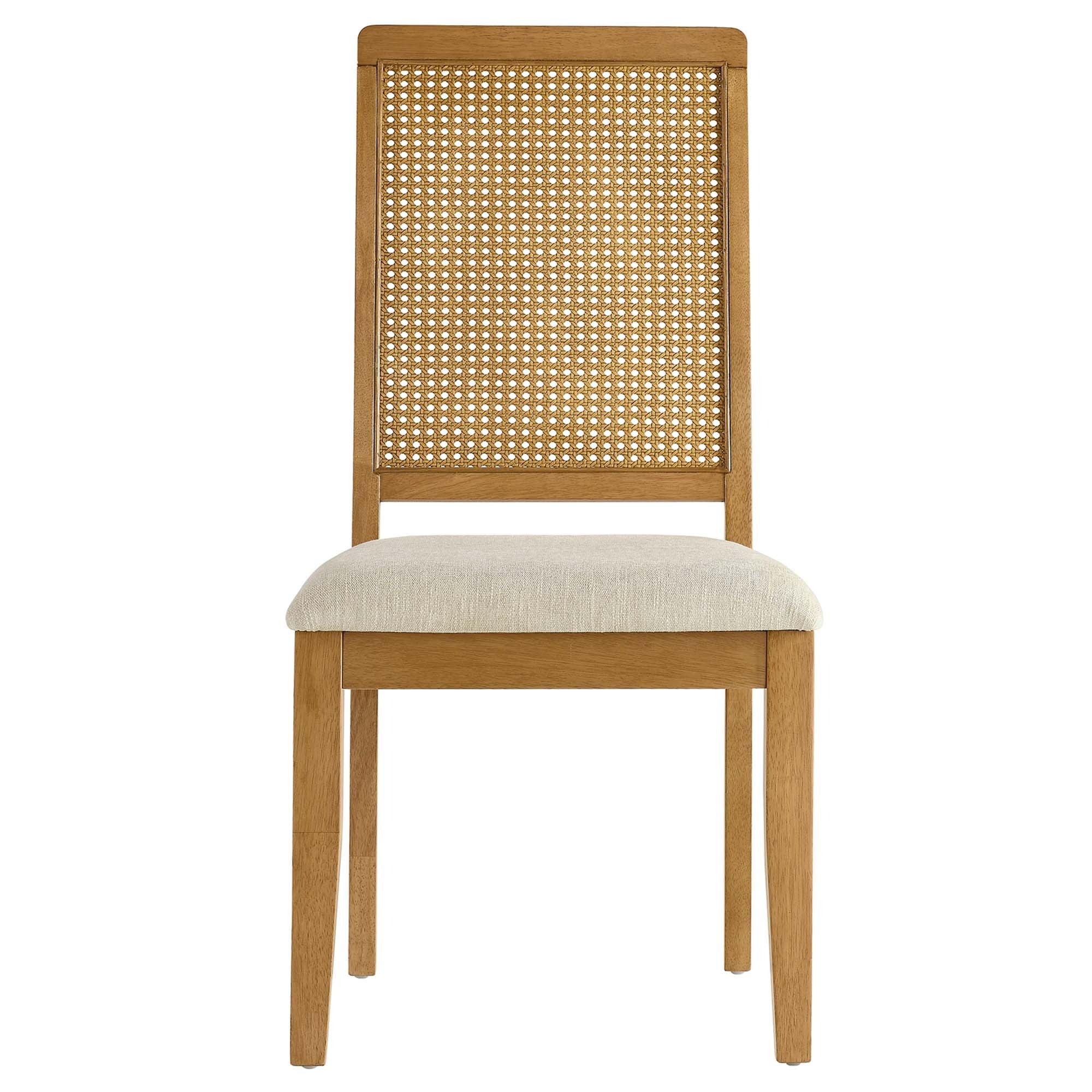 Faux Rattan and Wood Dining Side Chairs Set of 2 - Image 15