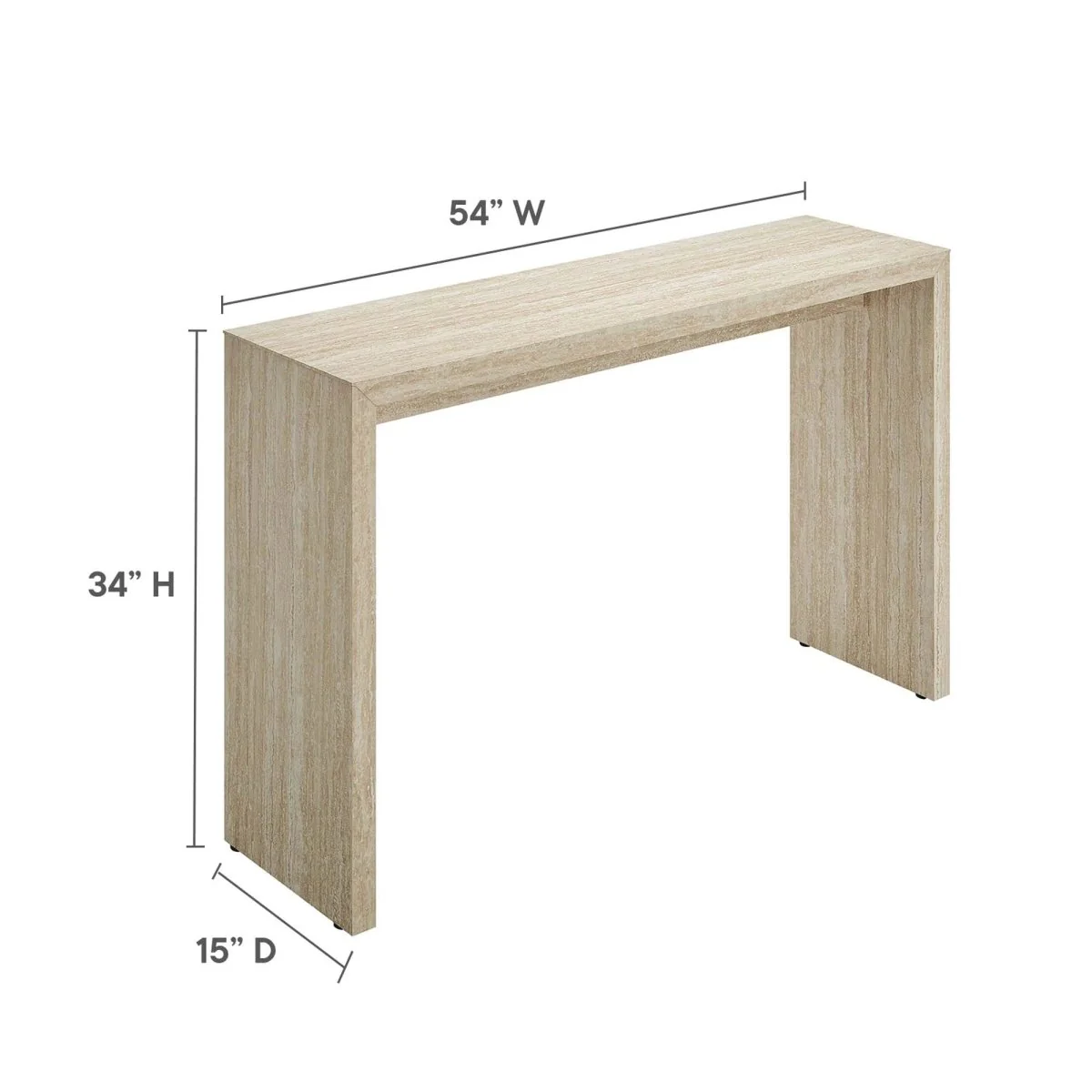 Faux Travertine Console Table with Apron – 54 Inch - Image 8