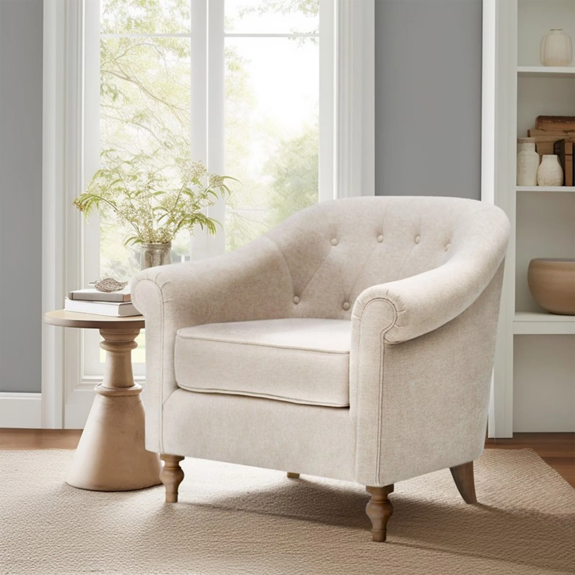 Fayette - Tufted Accent Arm Chair - Cream - Image 5
