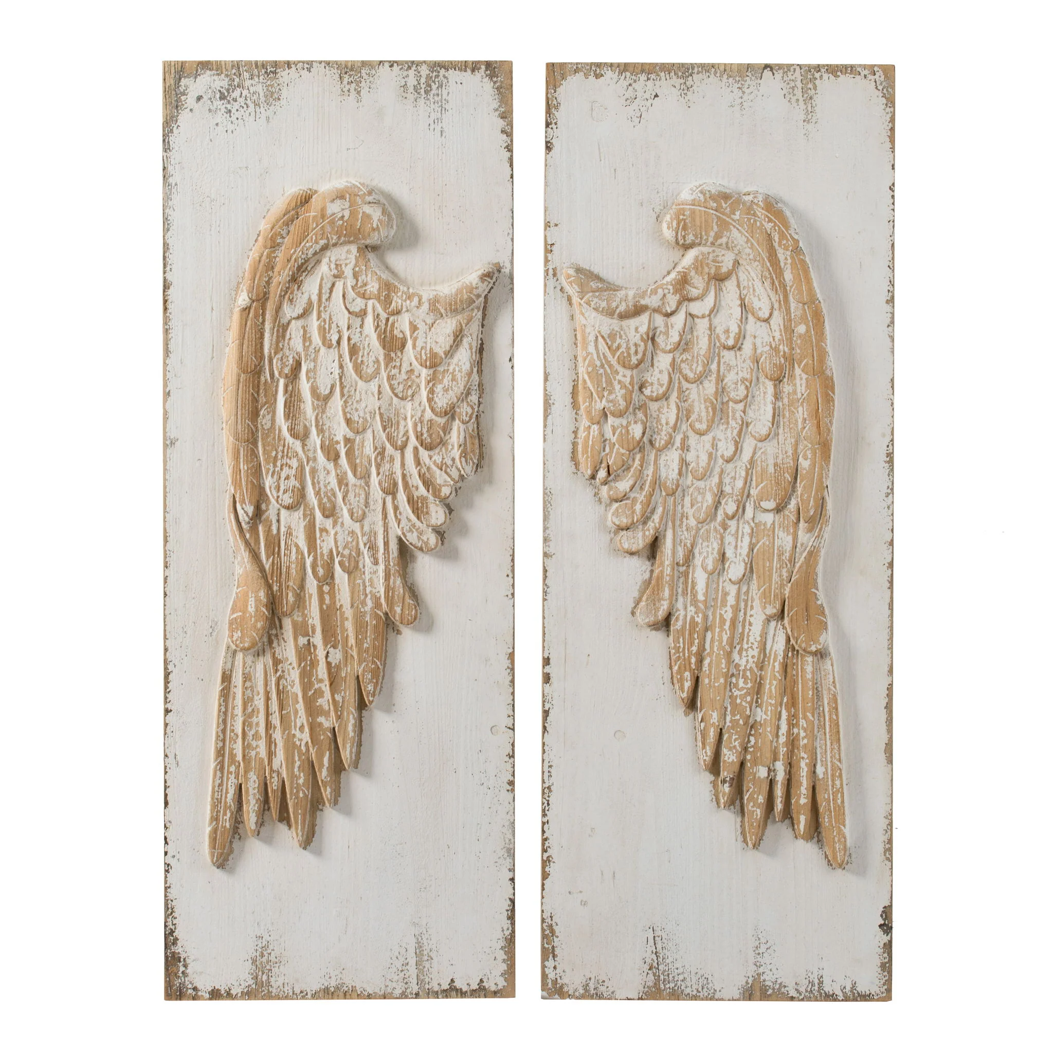 Feather Wing Wall Panels With Distressed, Rectangle Hanging Wall Art (Set of 2) - Multicolor - Image 9