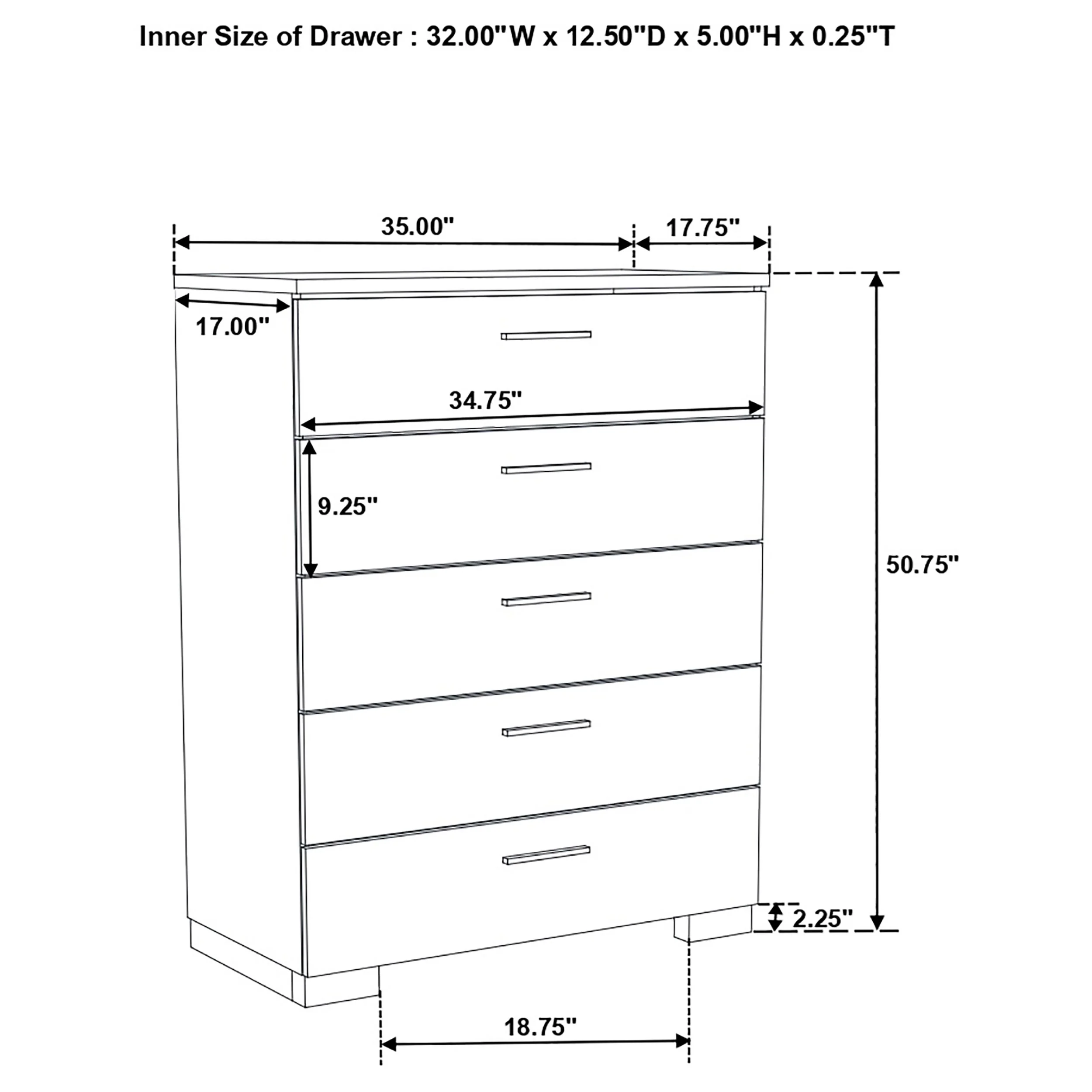 Felicity 5-Drawer Chest - White High Gloss - Image 12
