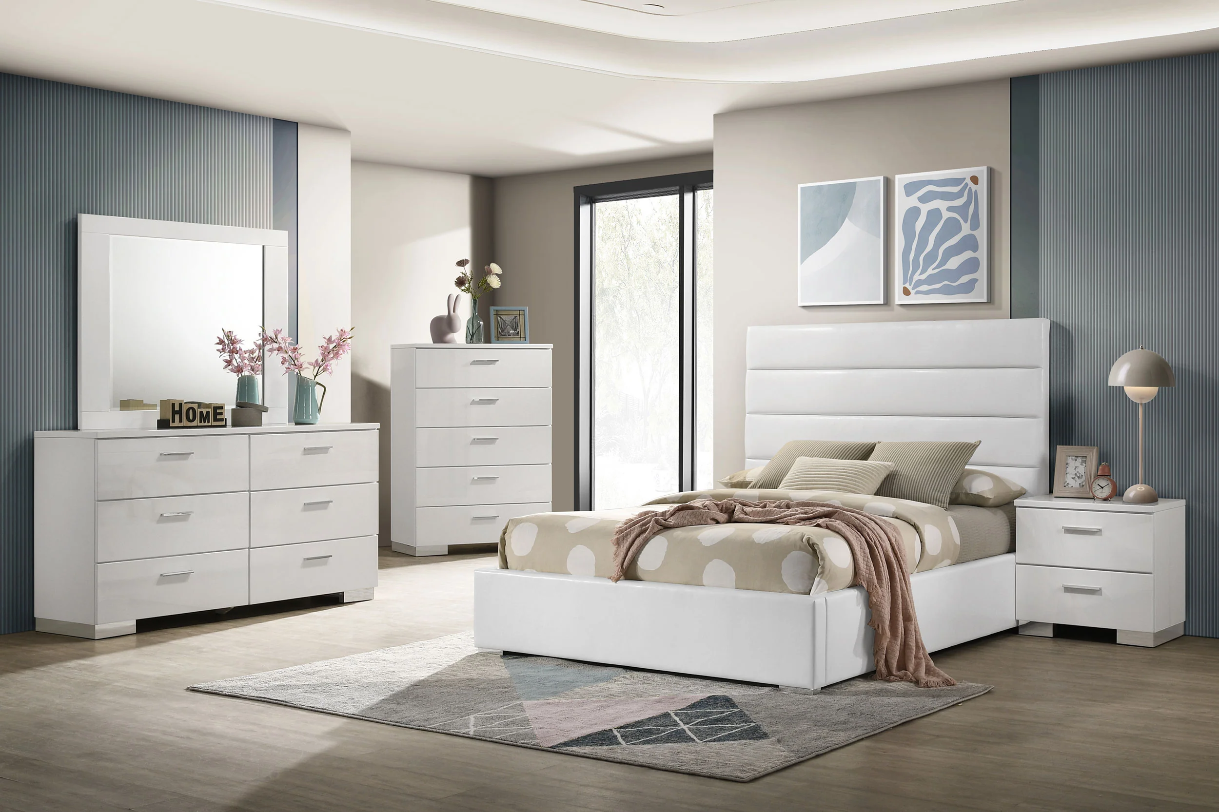 Felicity 53-inch Upholstered Full Platform Bed, White - Image 10