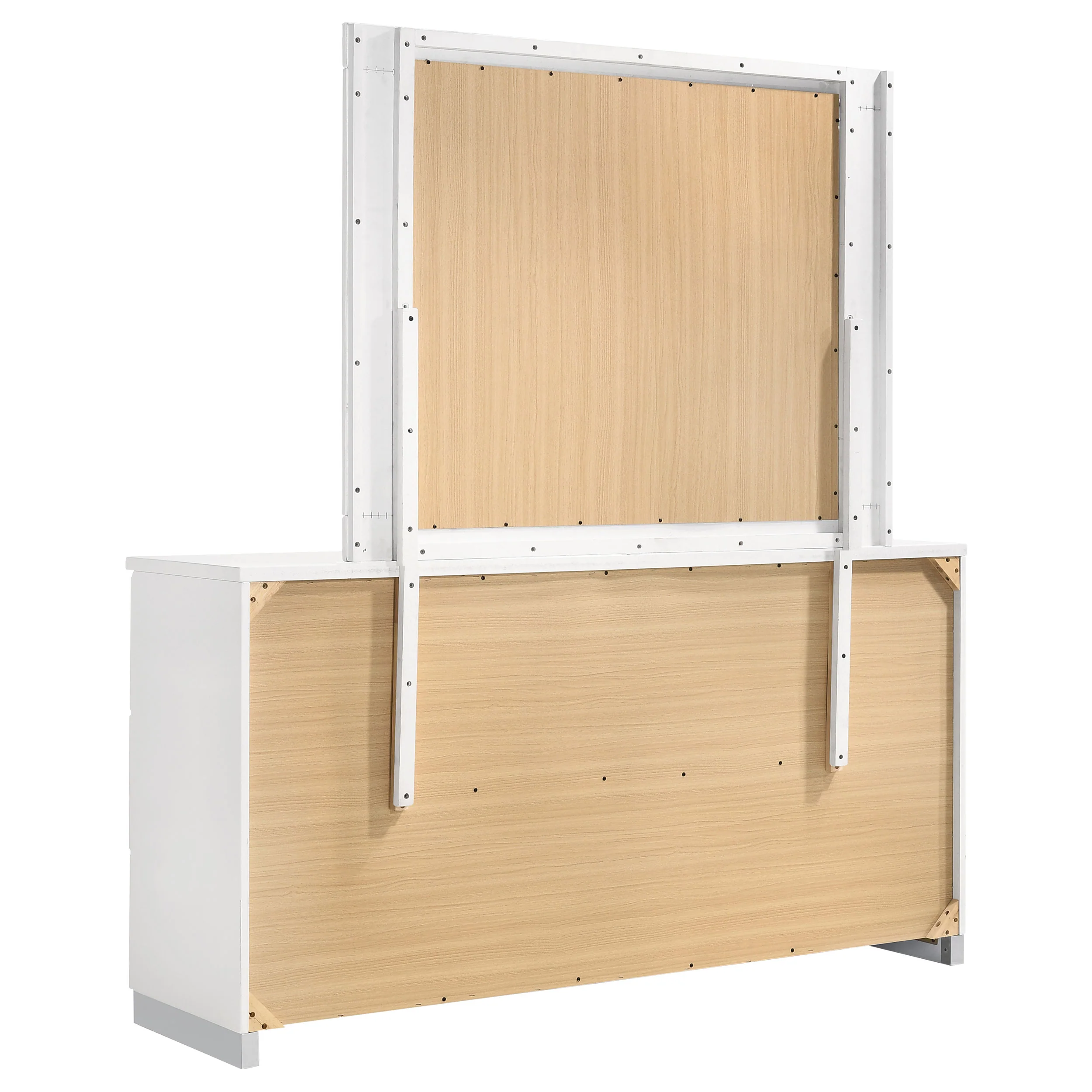 Felicity 6-Drawer Wood Dresser with Mirror - White High Gloss - Image 10