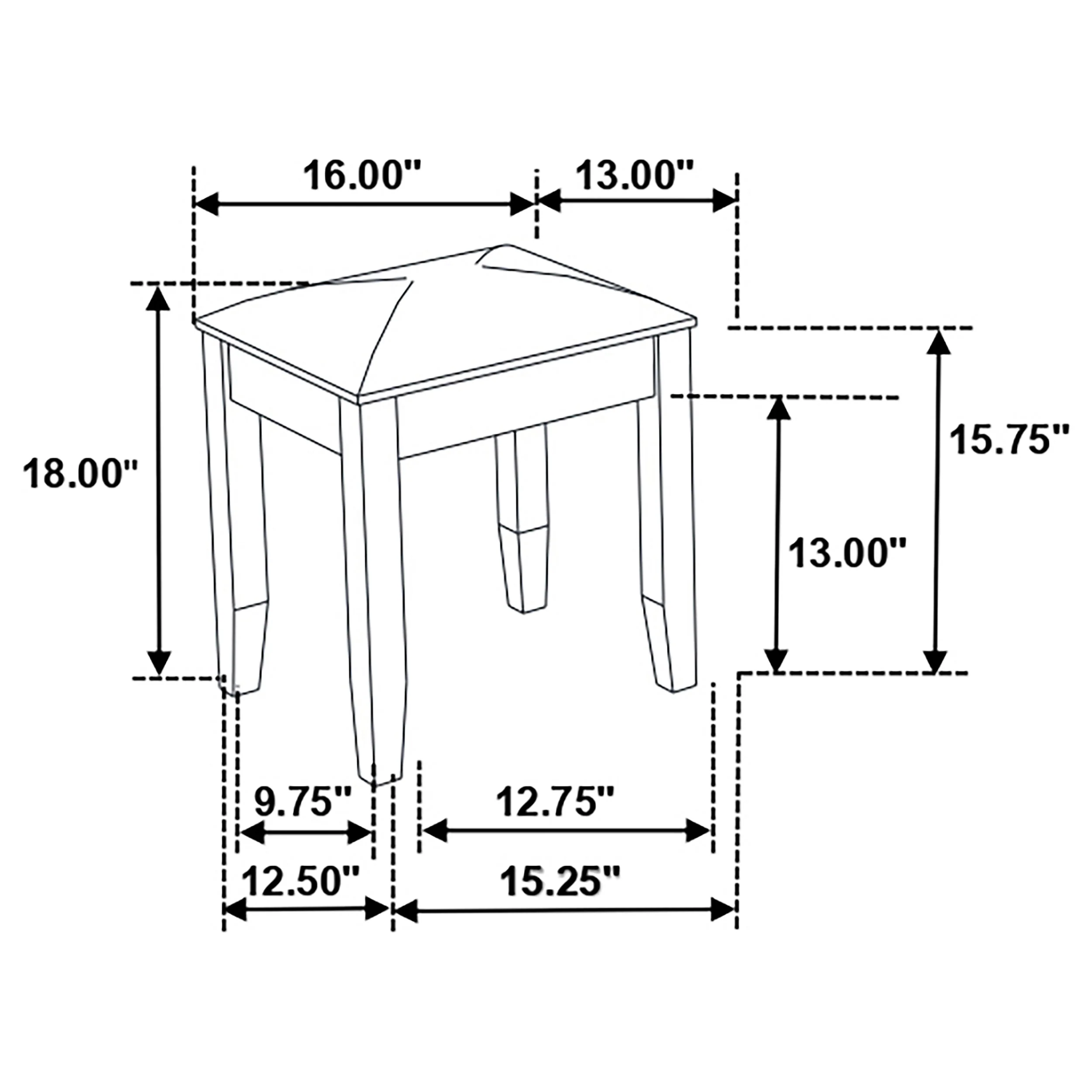 Felicity Upholstered Vanity Stool - White High Gloss - Image 4