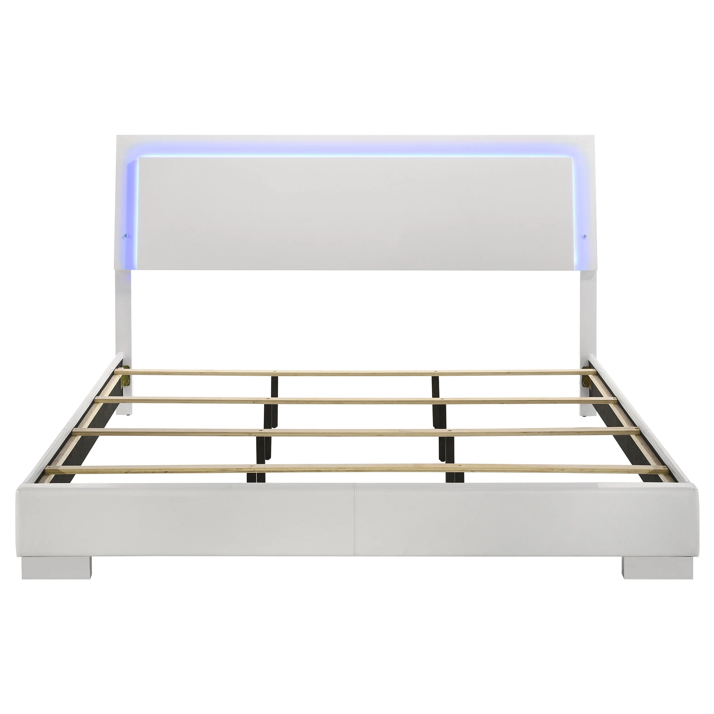 Felicity Wood Eastern King LED Panel Bed White High Gloss - Image 2
