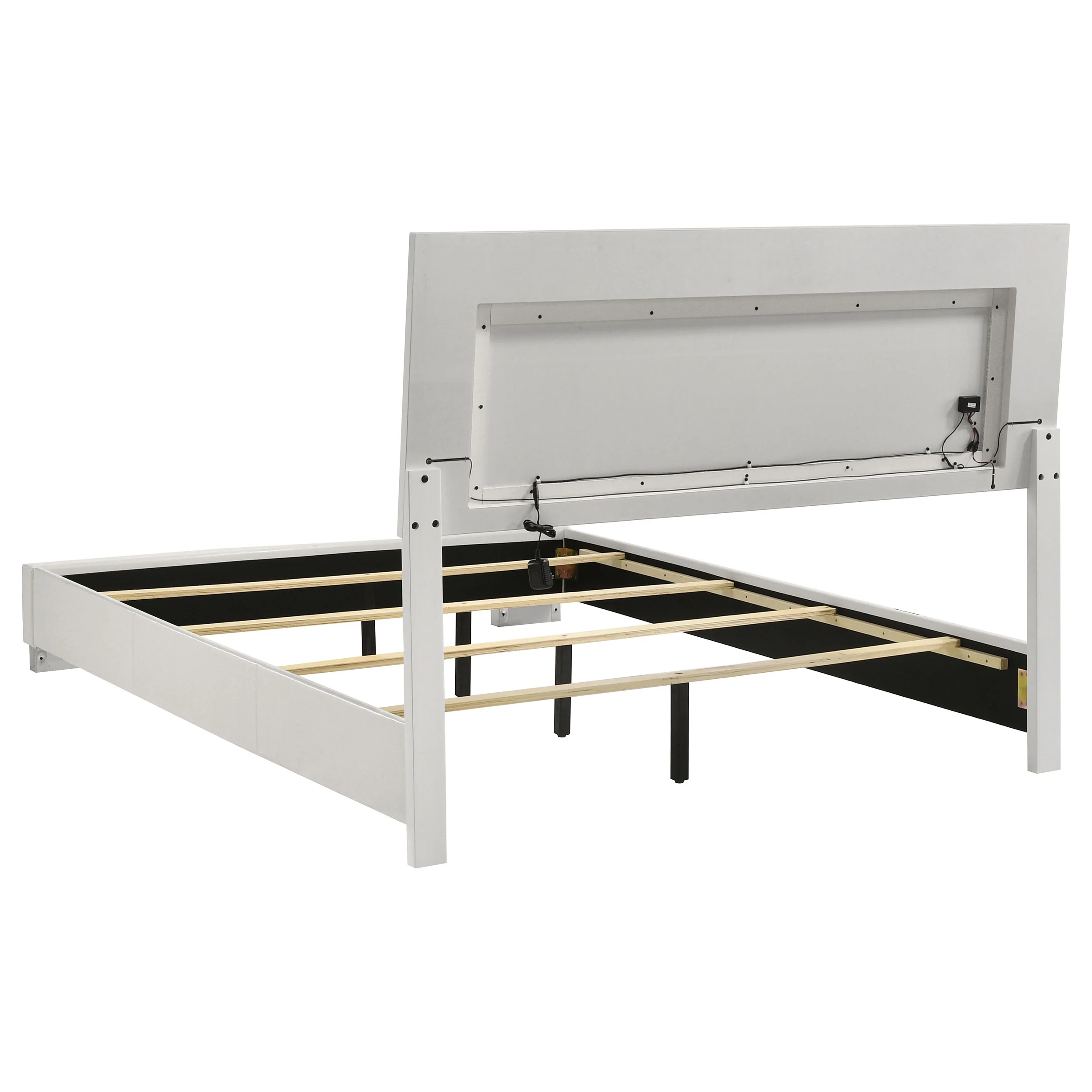 Felicity Wood Queen LED Panel Bed White High Gloss - Image 2