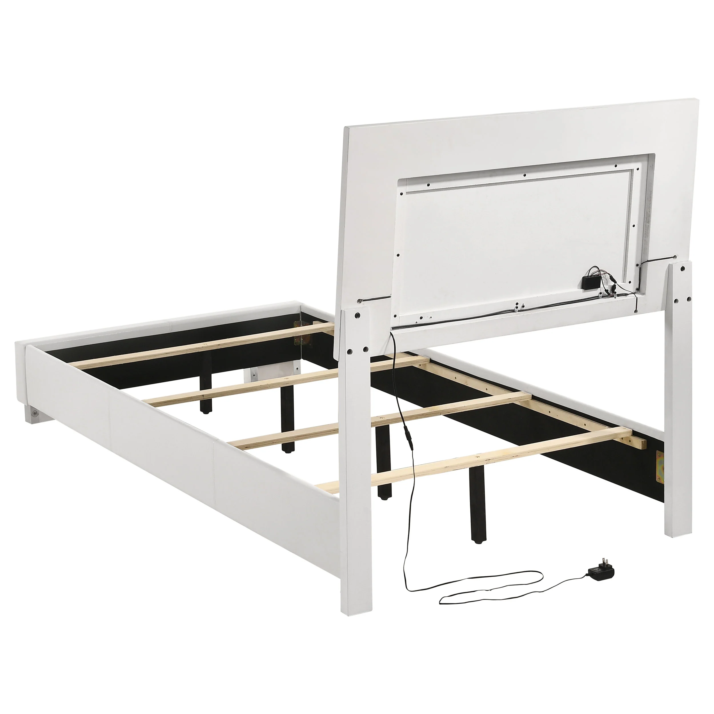 Felicity Wood Twin LED Panel Bed White High Gloss - Image 5