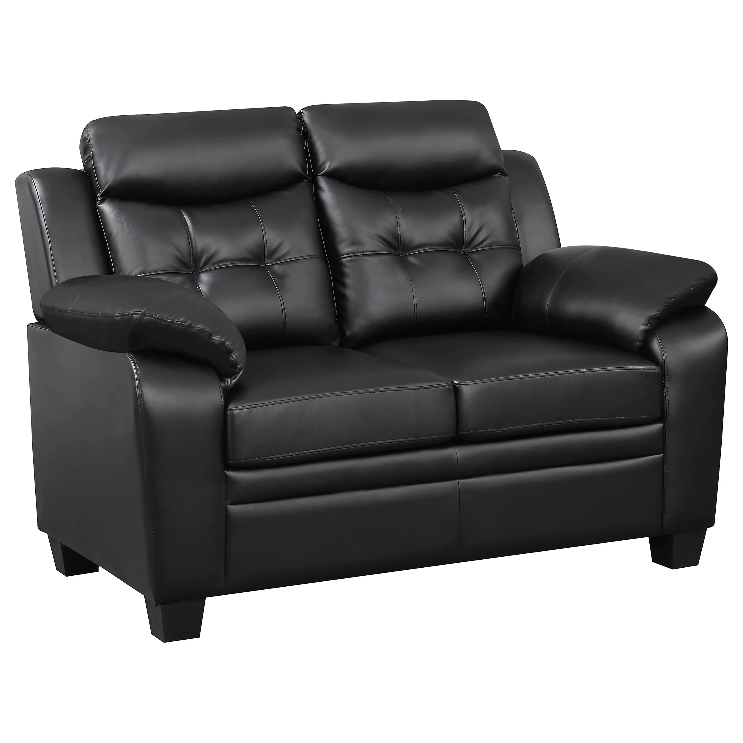 Finley 2-Piece Black Leatherette Tufted Sofa Set - Image 10