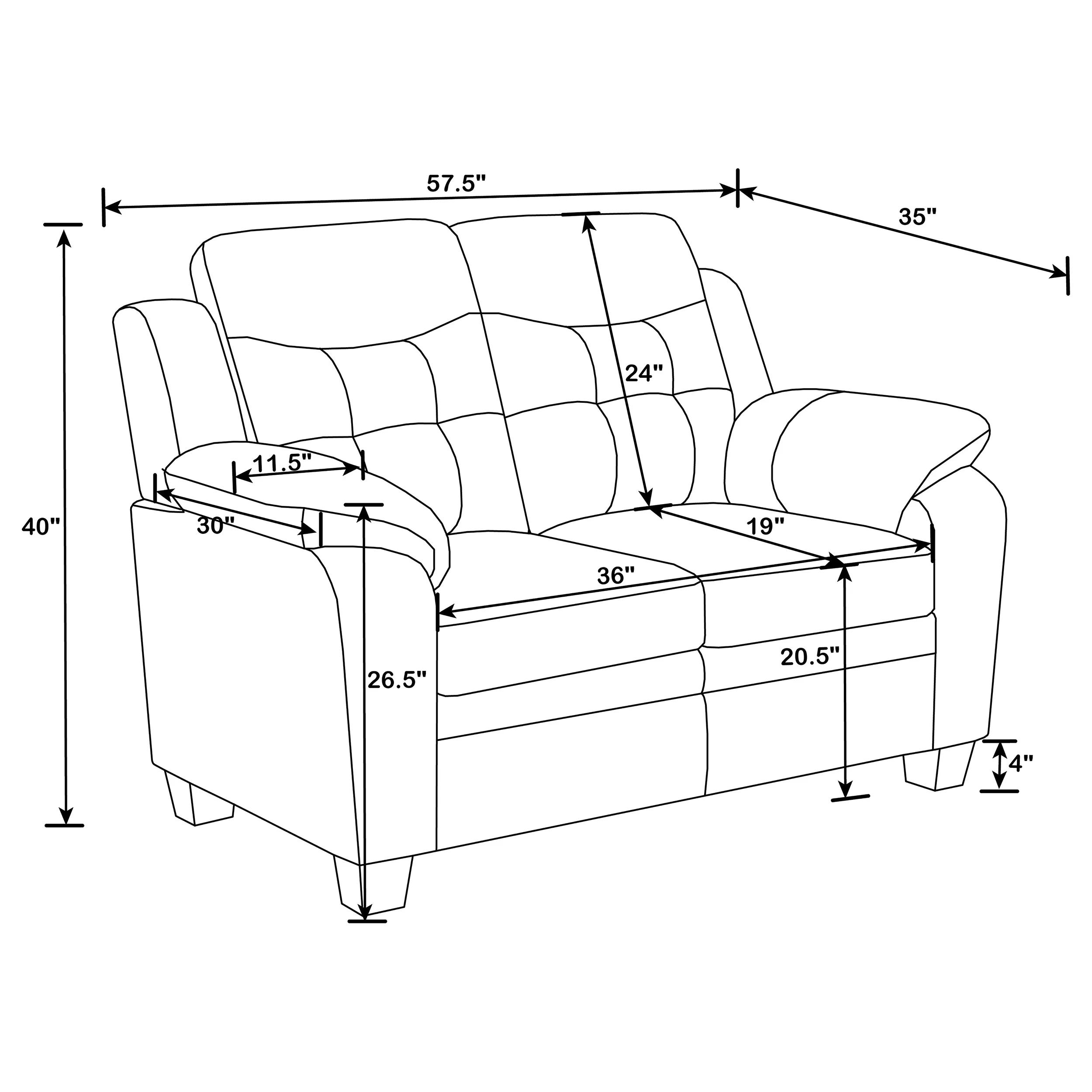 Finley 2-Piece Black Leatherette Tufted Sofa Set - Image 13