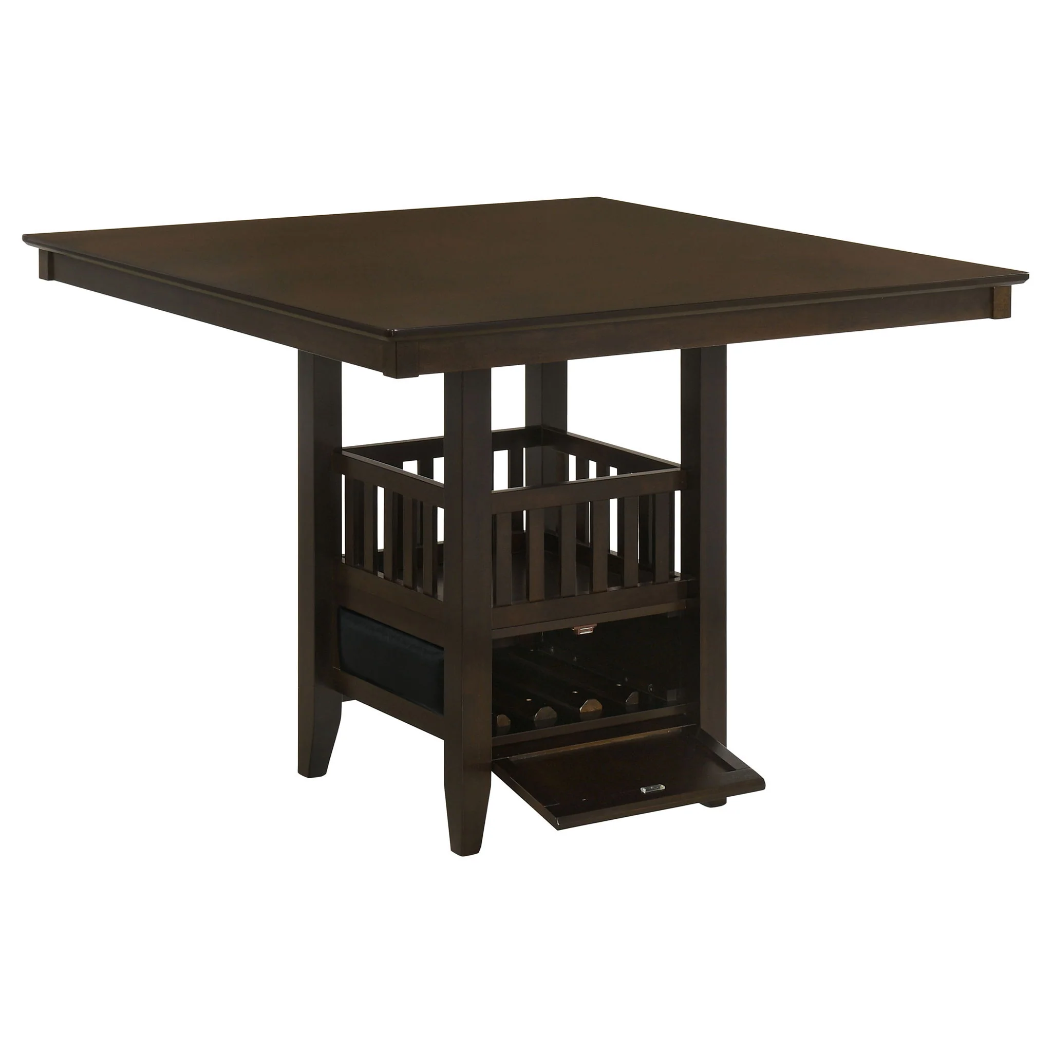 Finley - Square Counter Table With Storage Pedestal Dining Table - Espresso - Image 3