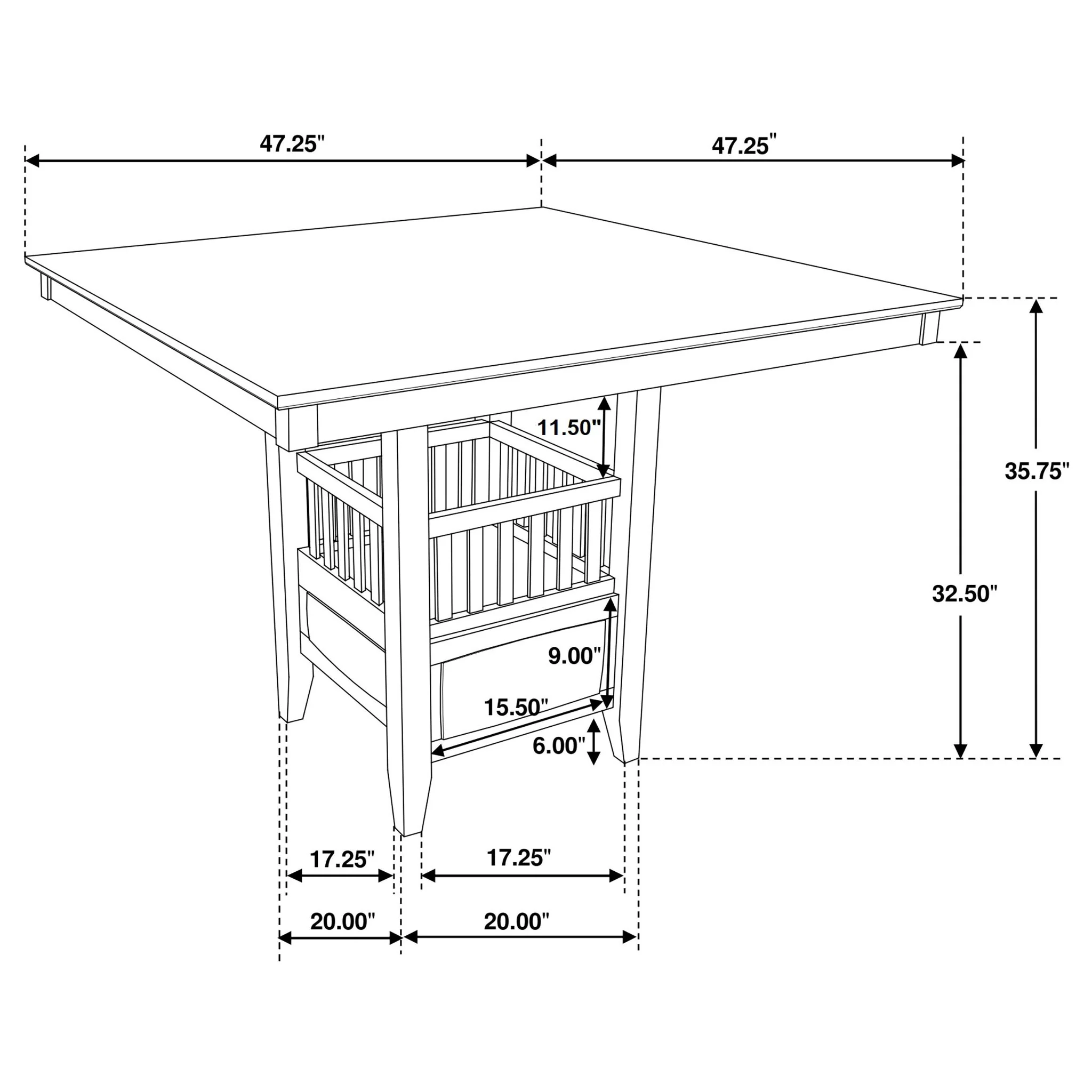 Finley - Square Counter Table With Storage Pedestal Dining Table - Espresso - Image 7
