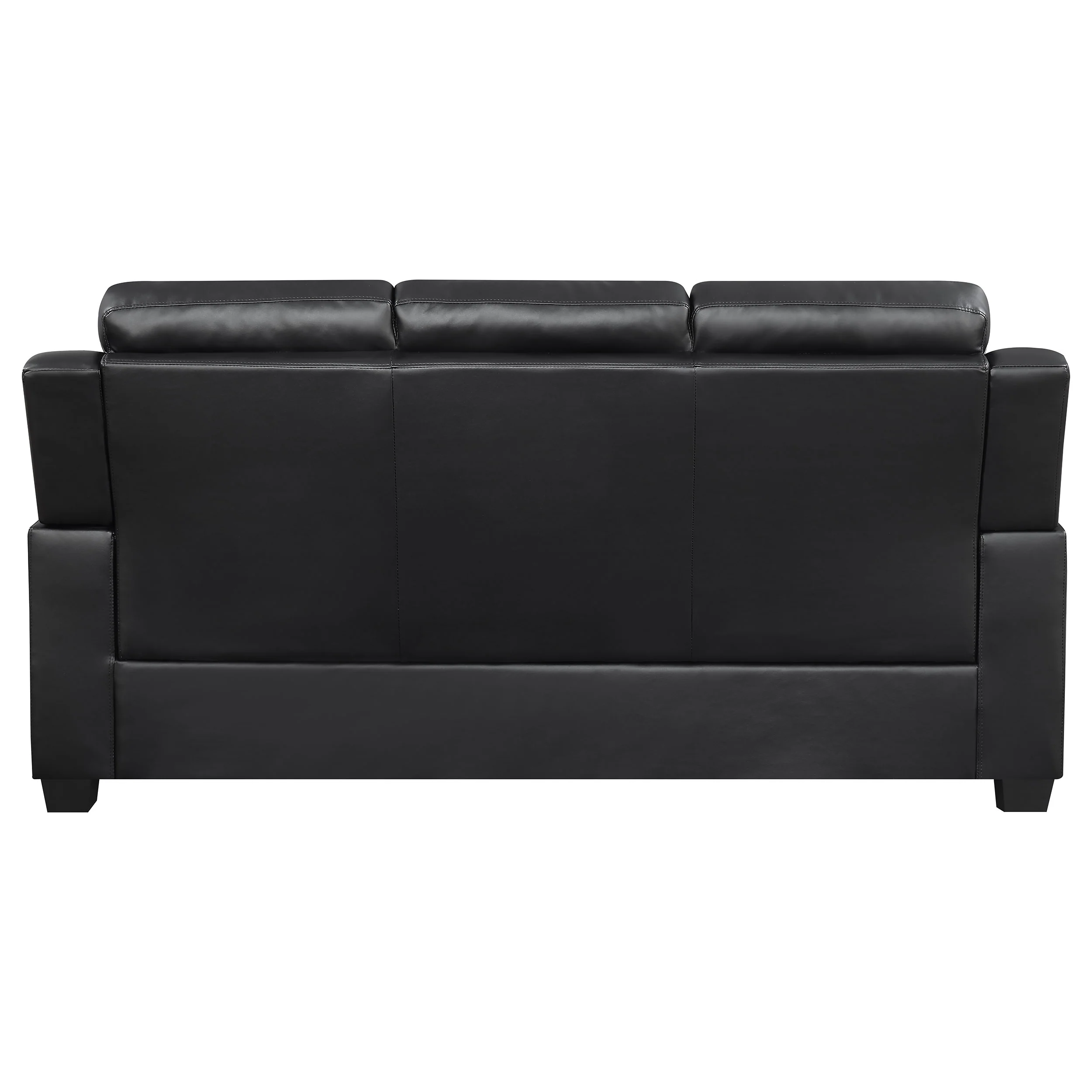 Finley Upholstered Tufted Sofa in Black Leatherette - Image 10