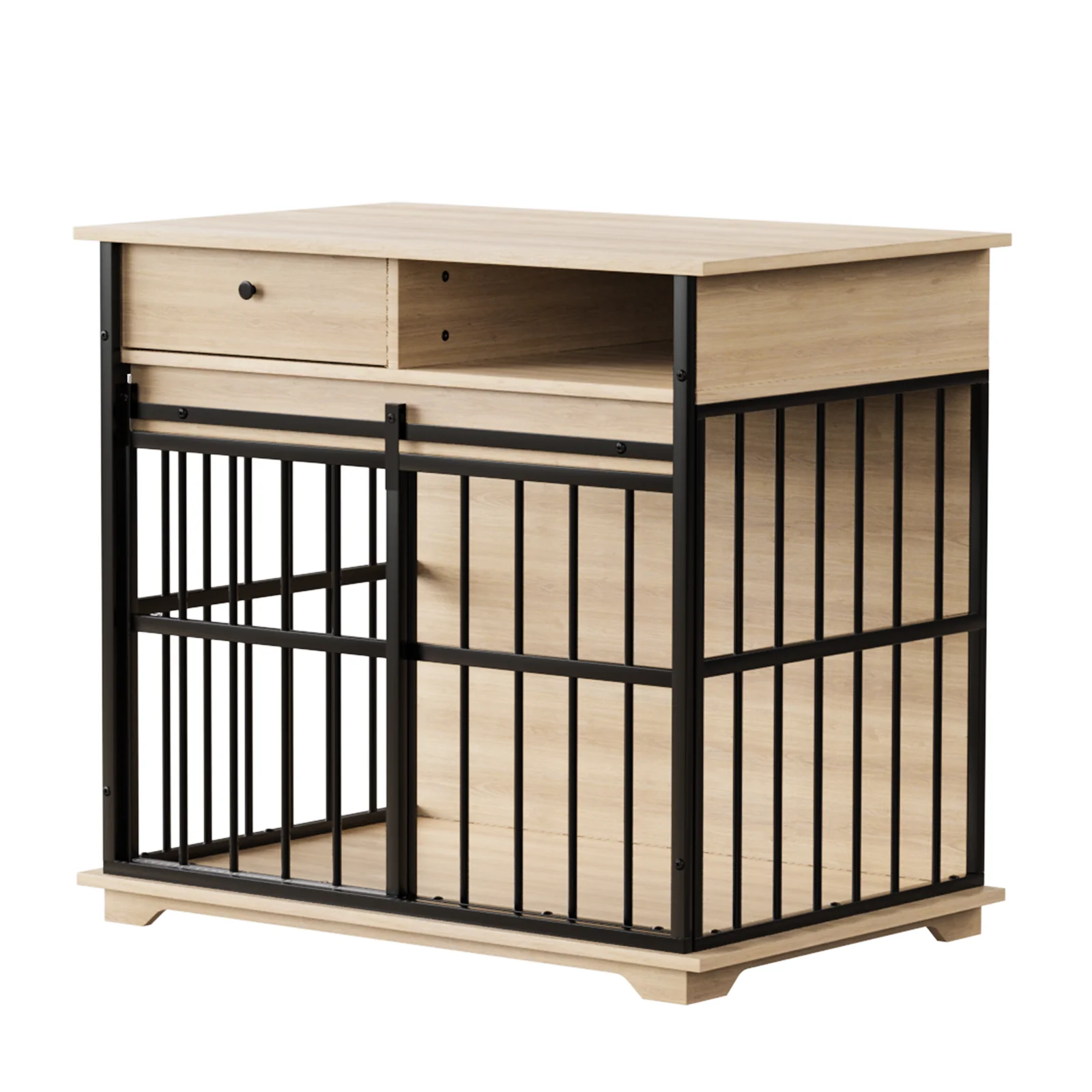 Finn 35-Inch Modern Furniture Dog Crate with Storage Drawer and Utility Cubby - Image 5
