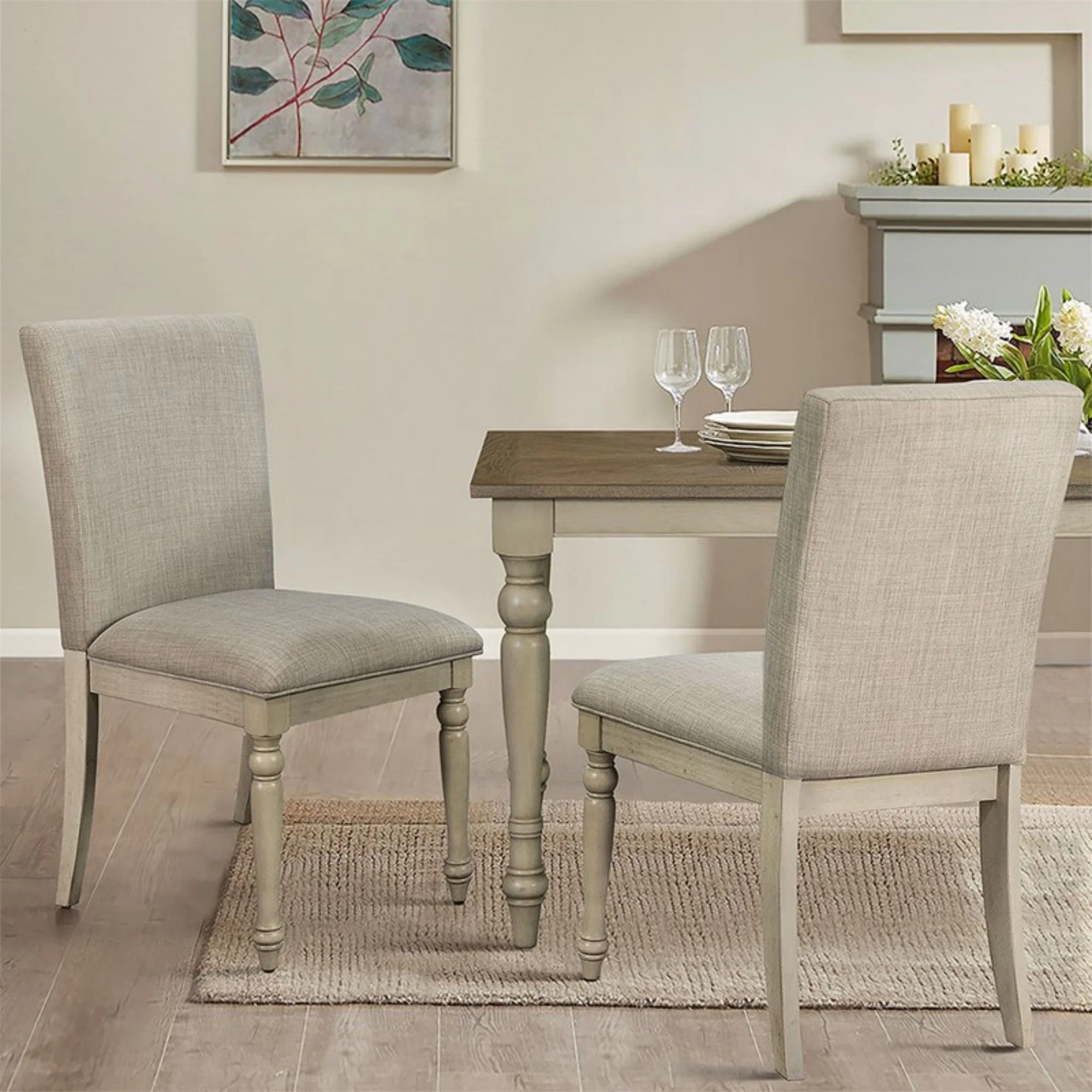 Fiona - Upholstered Dining Chair With Turned Legs (Set of 2) - Light Gray - Image 3