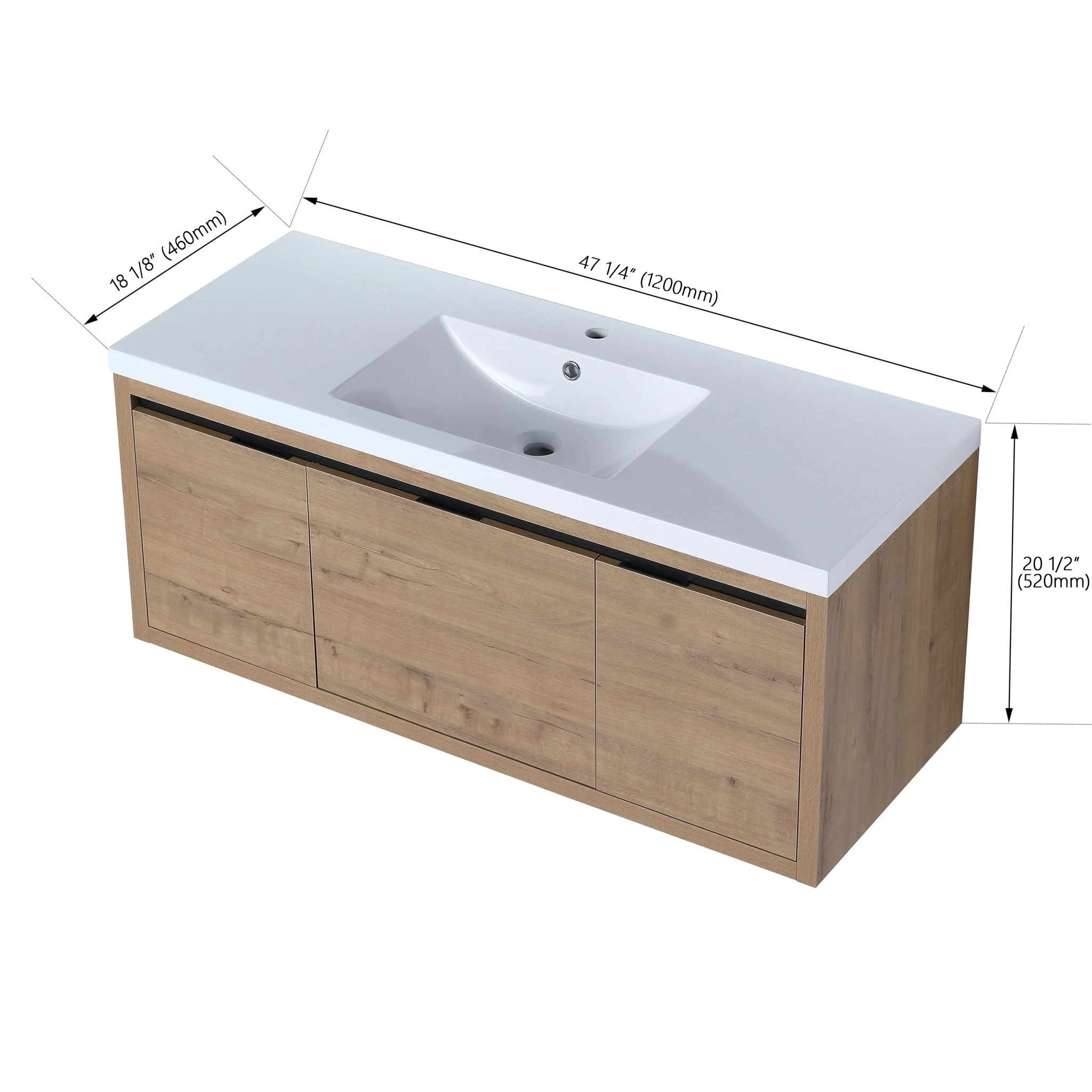 Floating Bathroom Vanity With Resin Sink And Soft Close Doors - Image 13