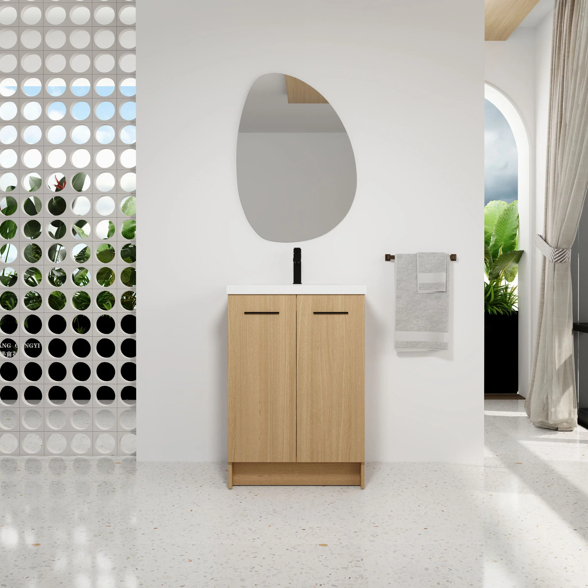 Floating Bathroom Vanity With Sink, Wall Mounted Double Door Storage - Image 9
