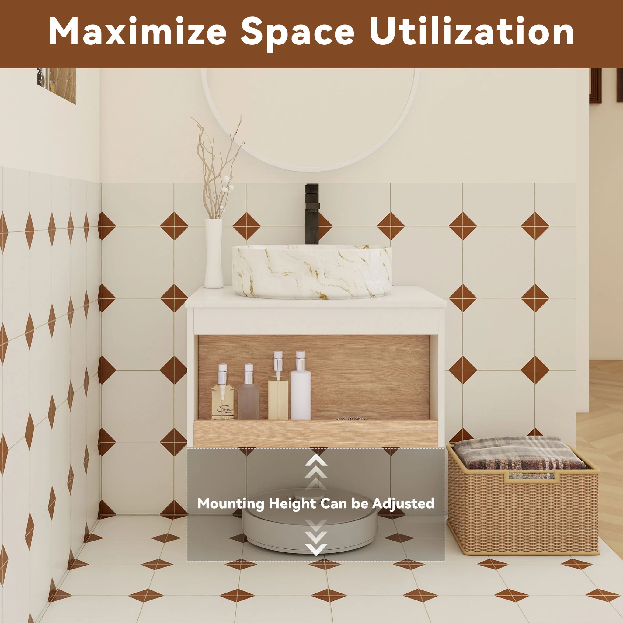 Floating Bathroom Vanity With Vessel Sink - Image 20