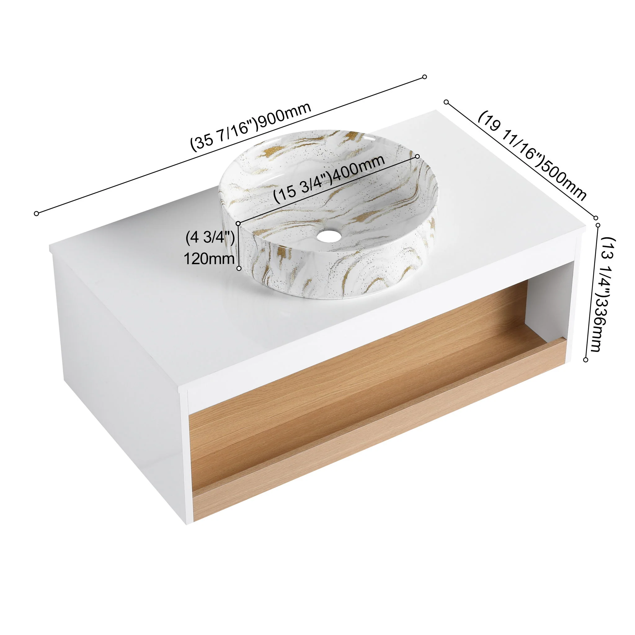 Floating Bathroom Vanity With Vessel Sink - Image 7