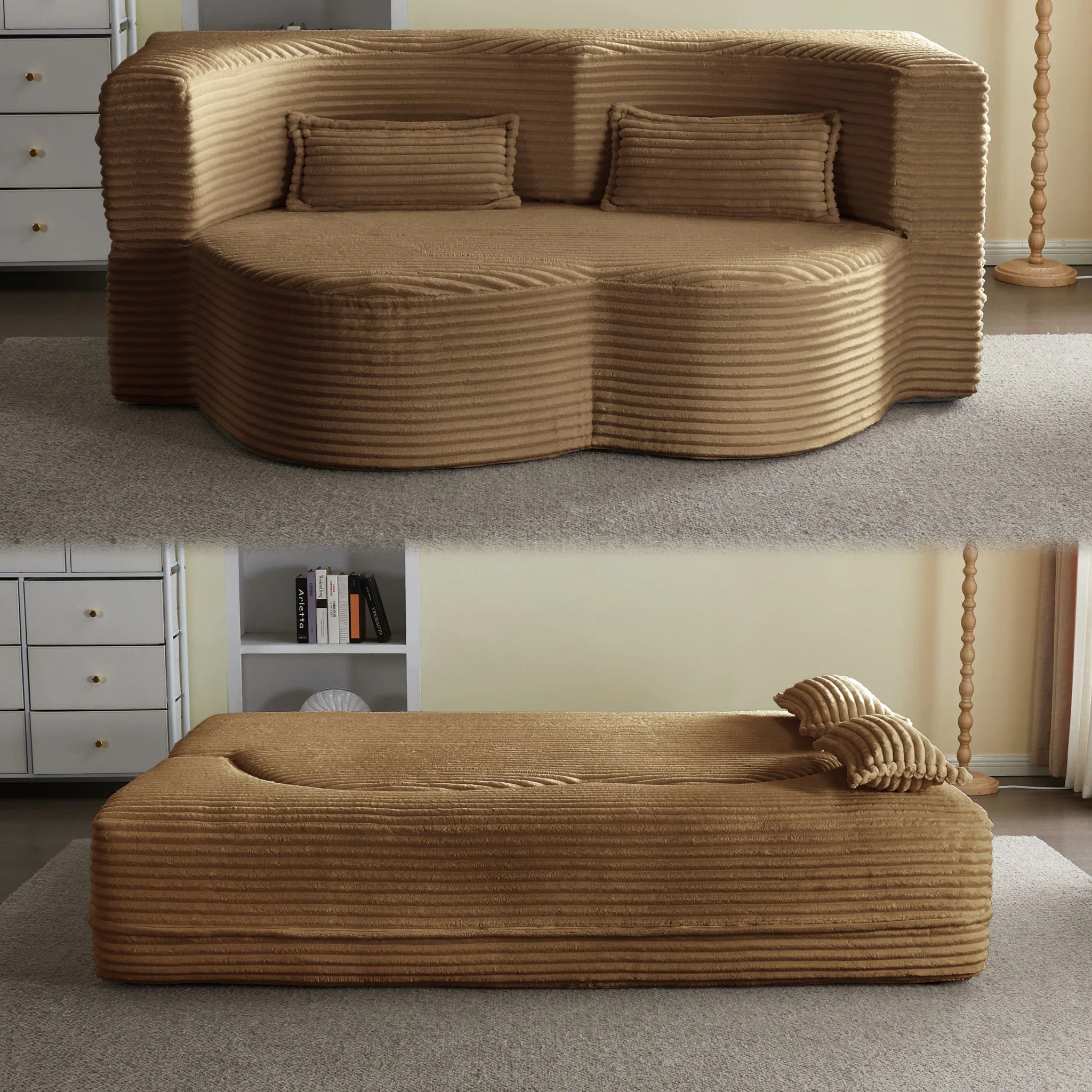 Floor Convertible Sleeper Sofa Bed With 2 Pillows - Image 23