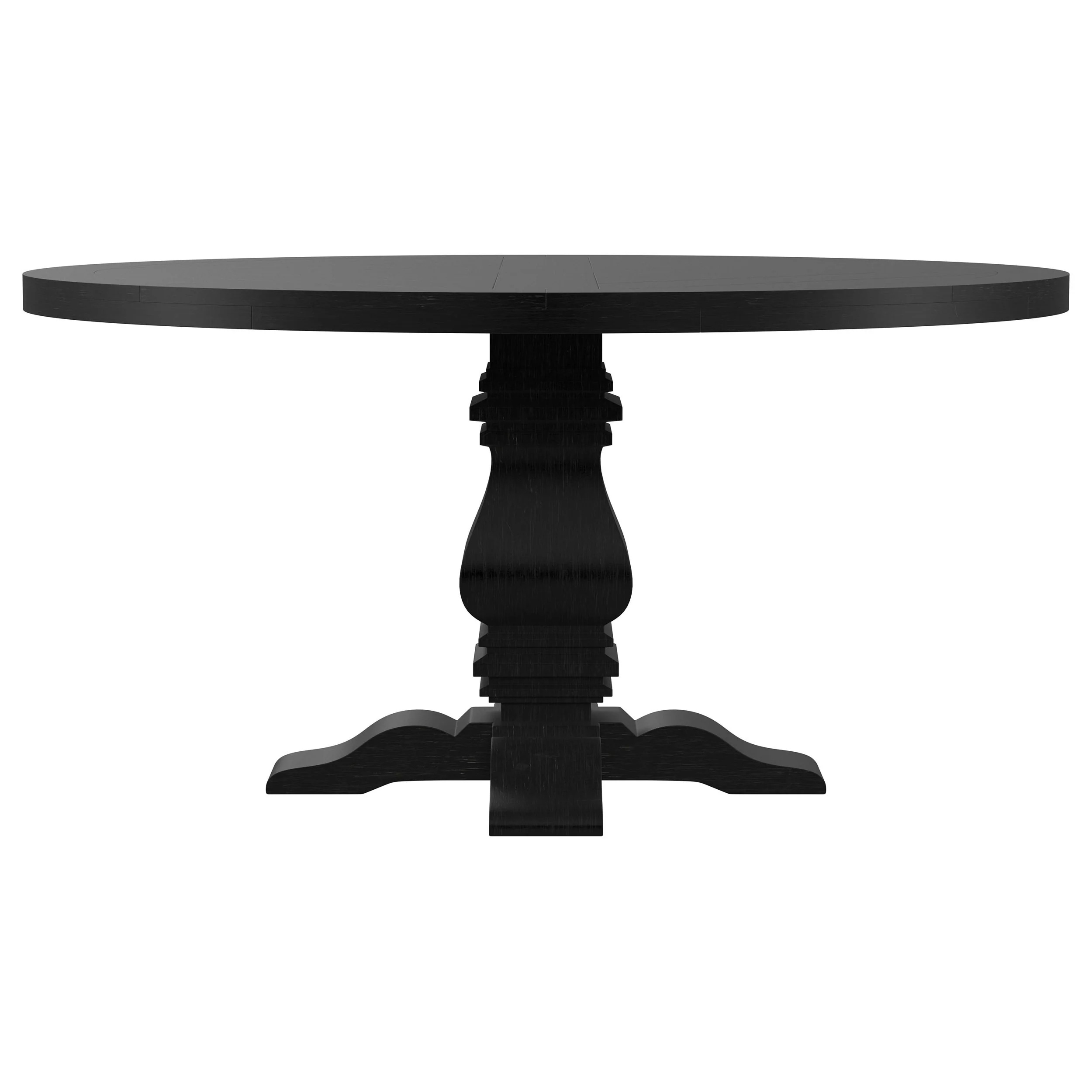 Florence Round 60-Inch Pedestal Dining Table, Distressed Black - Image 2