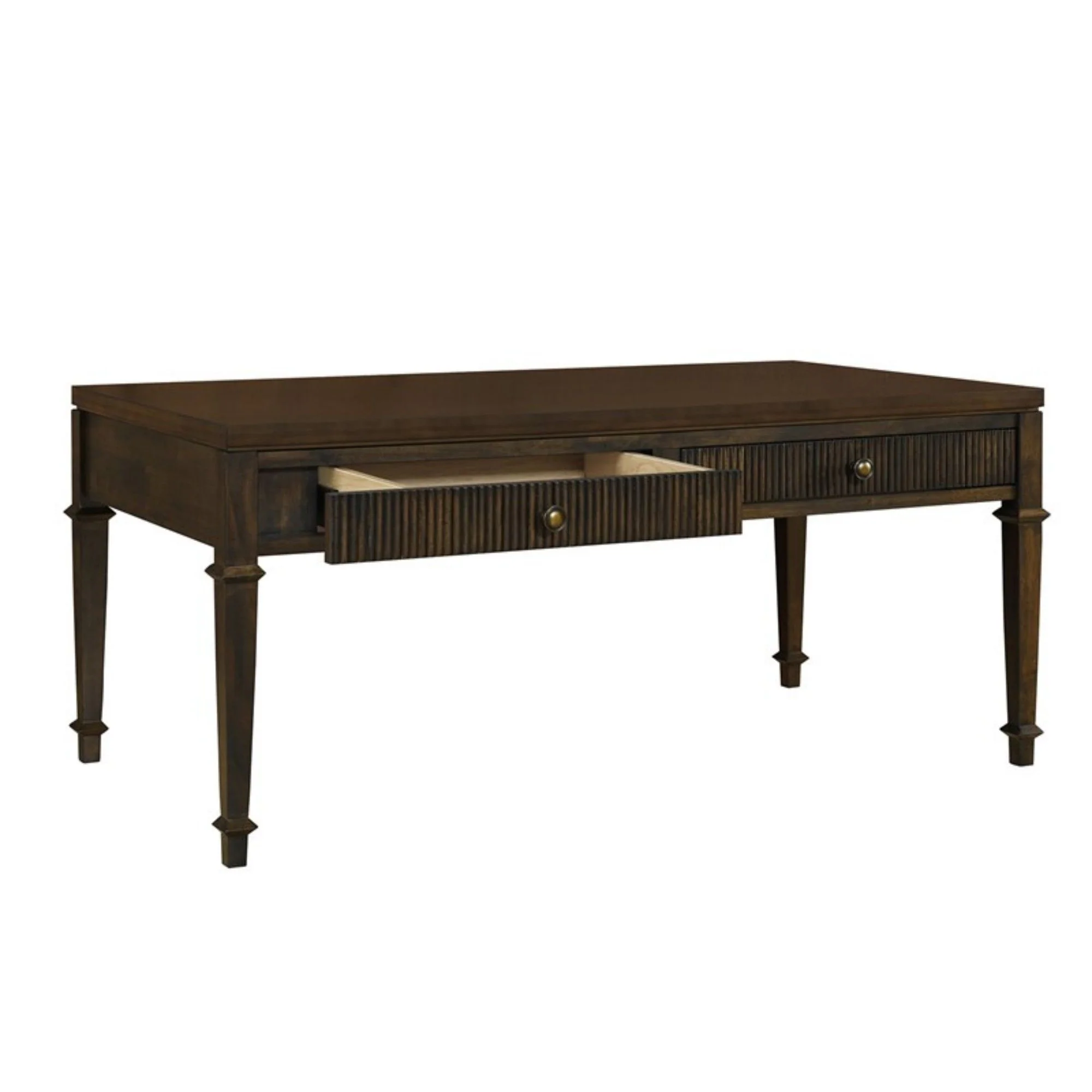 Fluted - 2 Drawer Coffee Table - Brown - Image 3