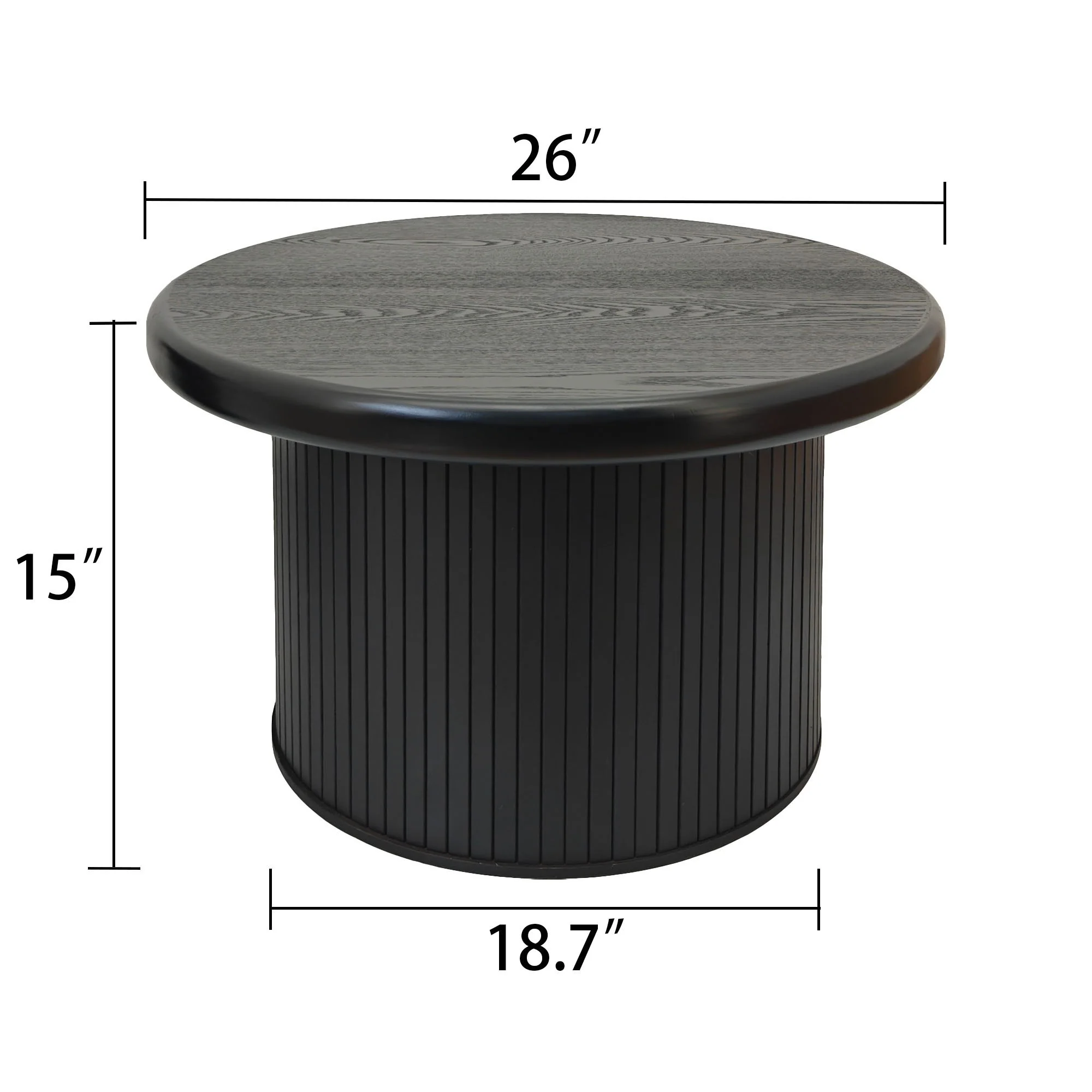 Fluted Cylinder Side Tables, Round End Tables For Living Room (Set of 2) - Black - Image 9