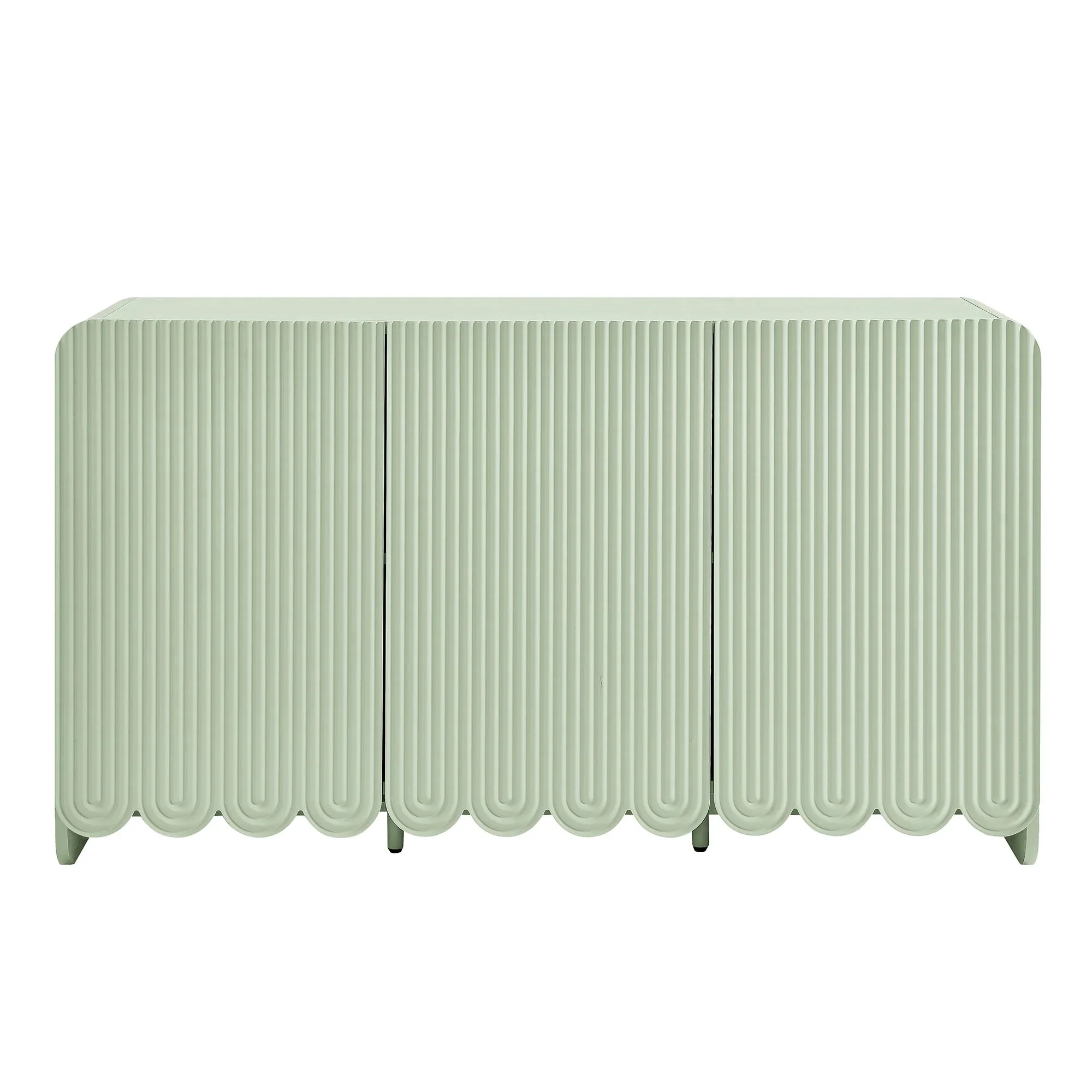 Fluted Scalloped Sideboard Storage Cabinet – Wood Finish 56 Inch - Image 4