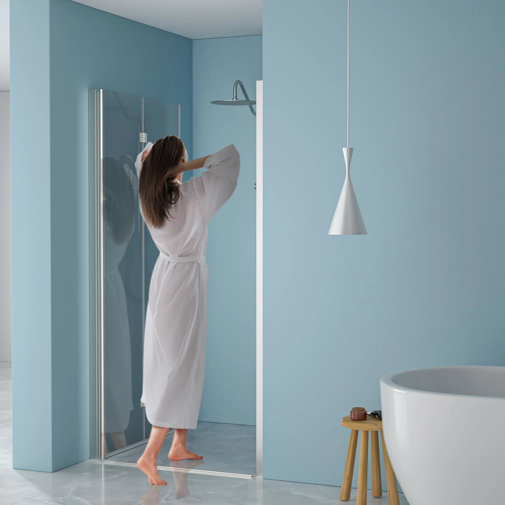 Fold Frameless Shower Door With Tempered Glass - Image 19