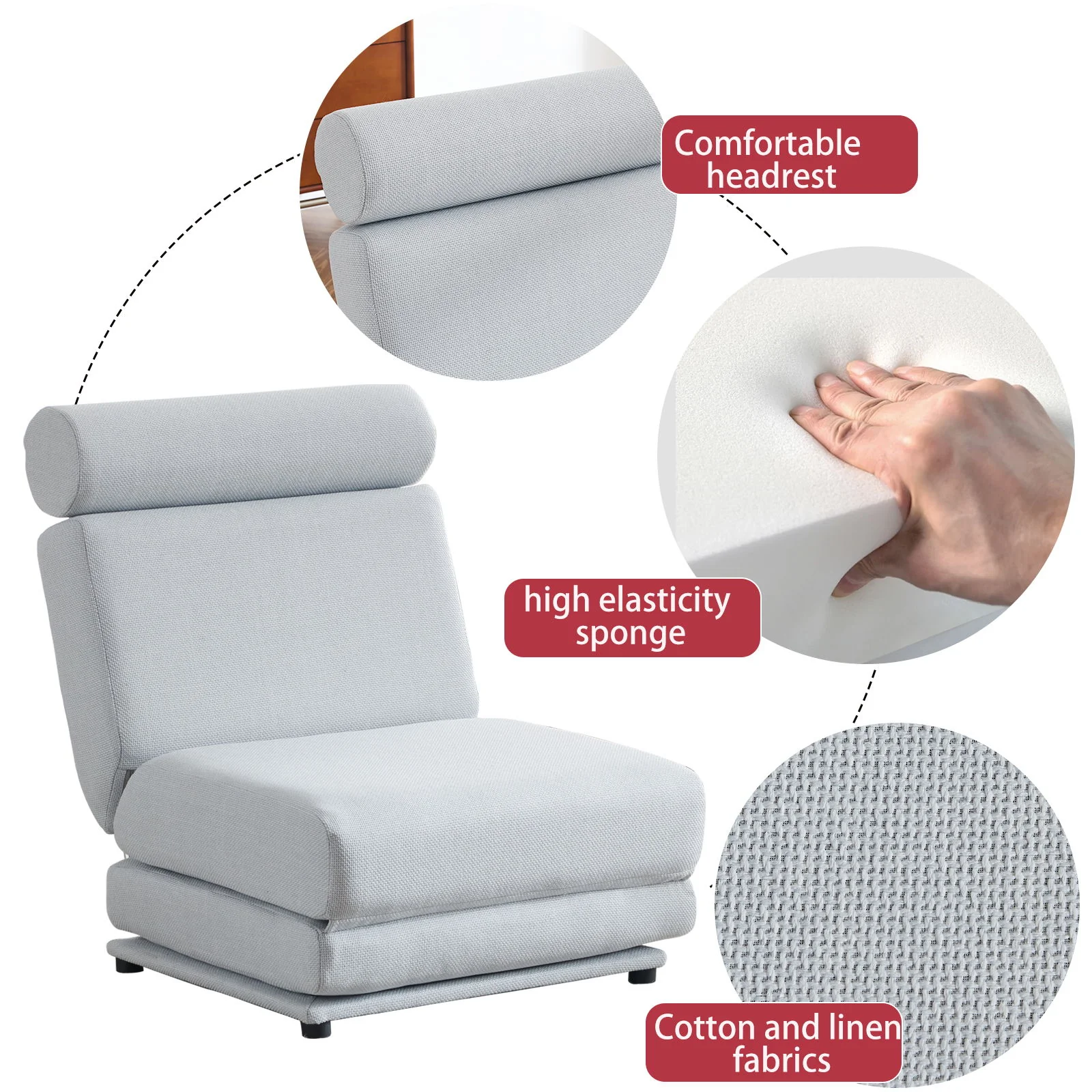 Foldable Single Chair Sofa Bed With Pillow, Easy To Store, Breathable And Wearable - Image 4