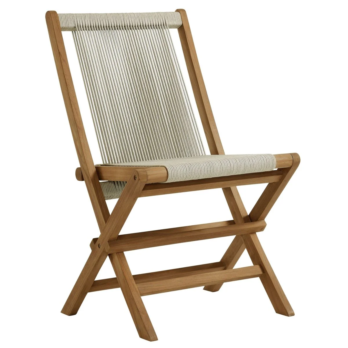 Folding Dining Chair Set Featuring Teak Frame and Rope Seat with Compact Foldable Design - Image 16