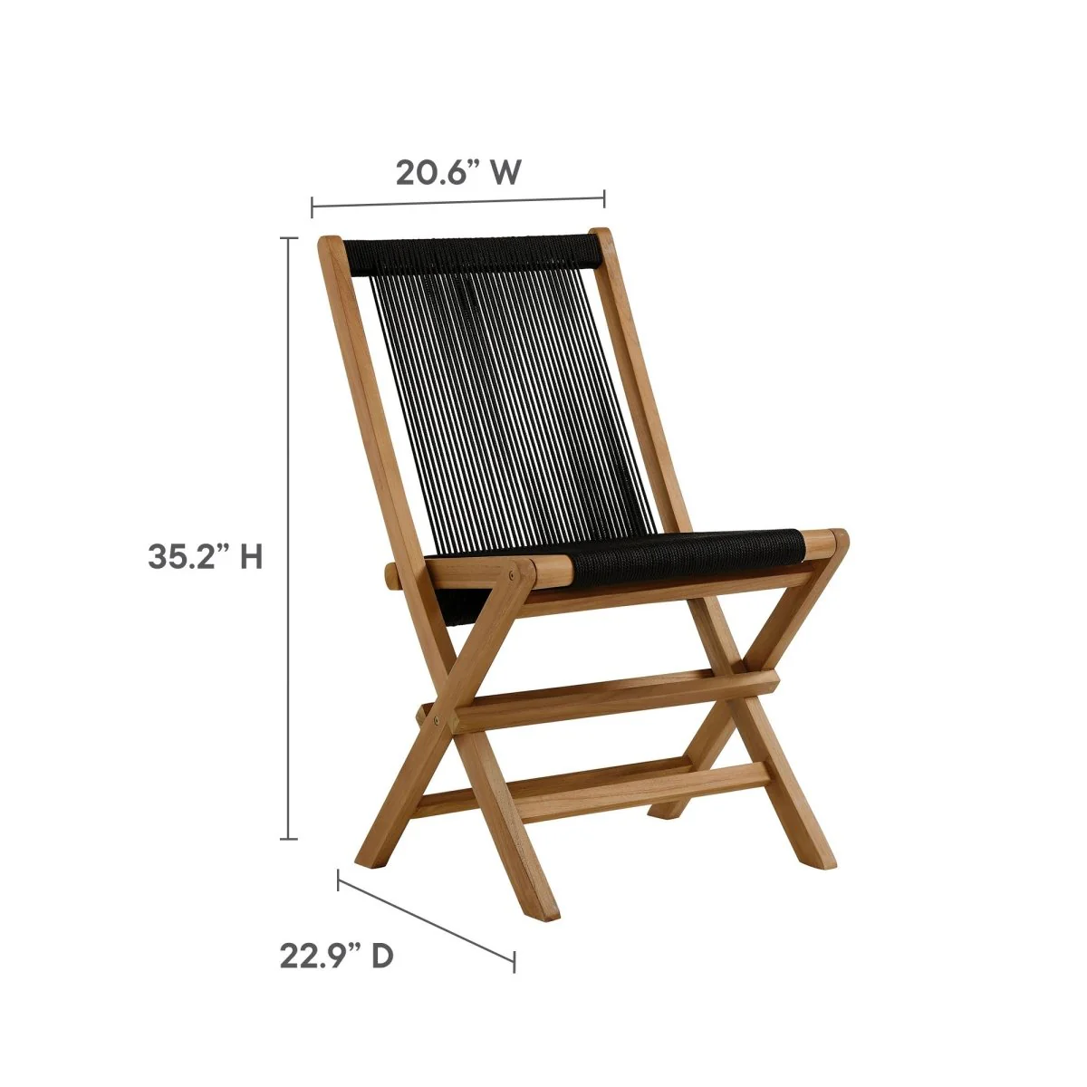 Folding Dining Chair Set Featuring Teak Frame and Rope Seat with Compact Foldable Design - Image 3