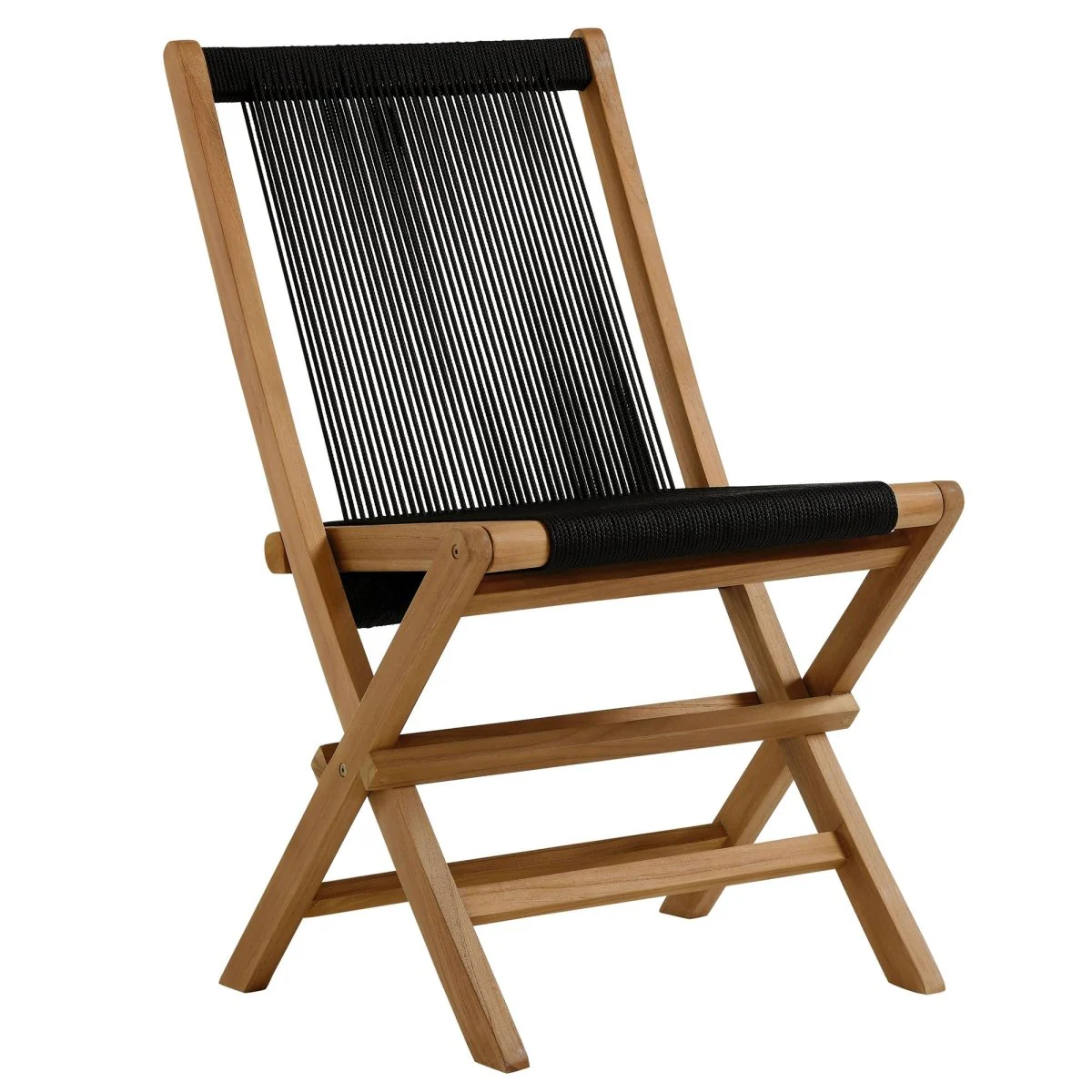 Folding Dining Chair Set Featuring Teak Frame and Rope Seat with Compact Foldable Design - Image 5