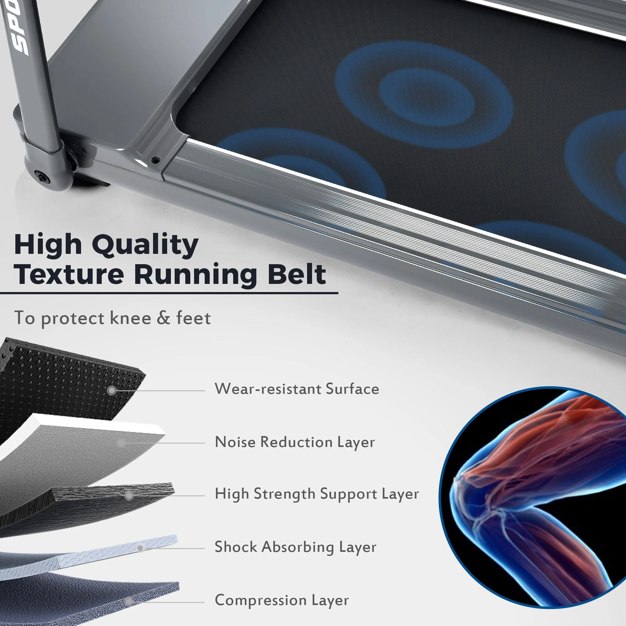 Folding Electric 3.5Hp Treadmill Medium Running Machine Motorised Gym 330Lb, Portable Compact Treadmill Foldable For Home Gym Fitness Workout Jogging Walking, Electric Motorized Power 14Km / H - Gray - Image 6