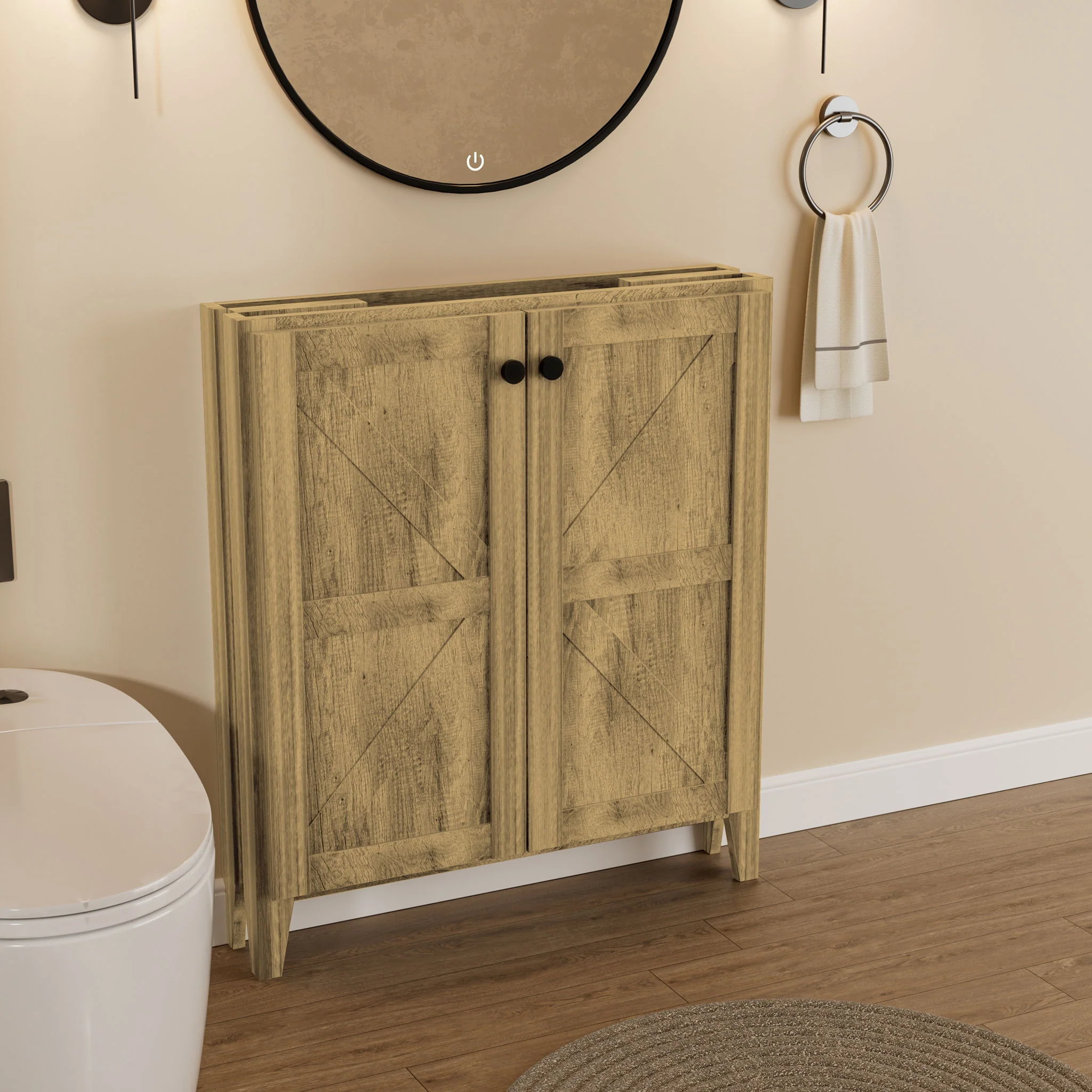Folding Floor Cabinet With Ceramic Sink, Space Saving - Image 8