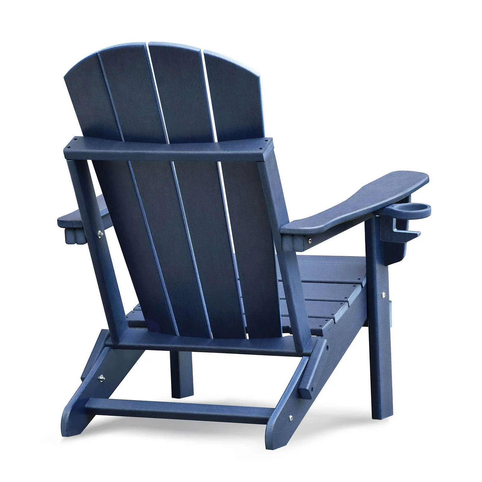 Folding Outdoor Adirondack Chair For Relaxing, Hdpe All-Weather Fire Pit Chair, Patio Lawn Chair For Outside Deck Garden Backyardf Balcony - Navy Blue - Image 2