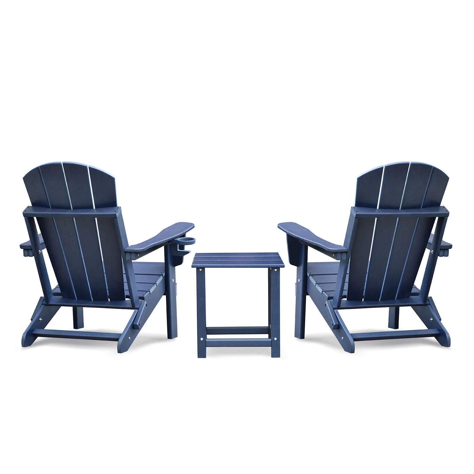 Folding Outdoor Adirondack Chair For Relaxing, Hdpe All-Weather Fire Pit Chair, Patio Lawn Chair For Outside Deck Garden Backyardf Balcony - Navy Blue - Image 9