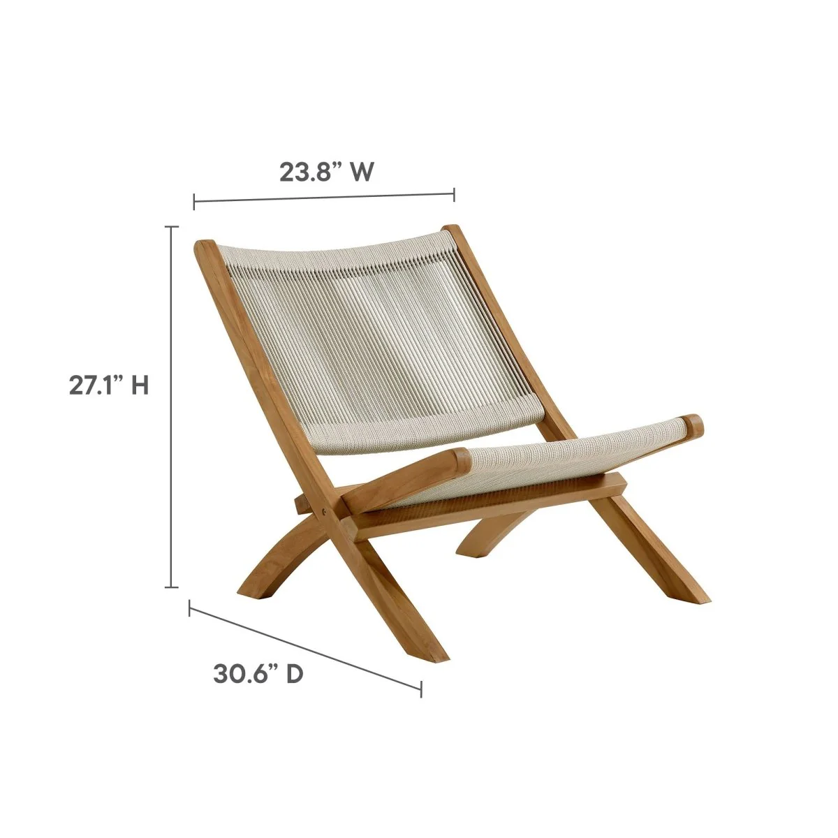 Folding Teak Outdoor Lounge Chair and Ottoman Set for Patio and Deck Seating - Image 16
