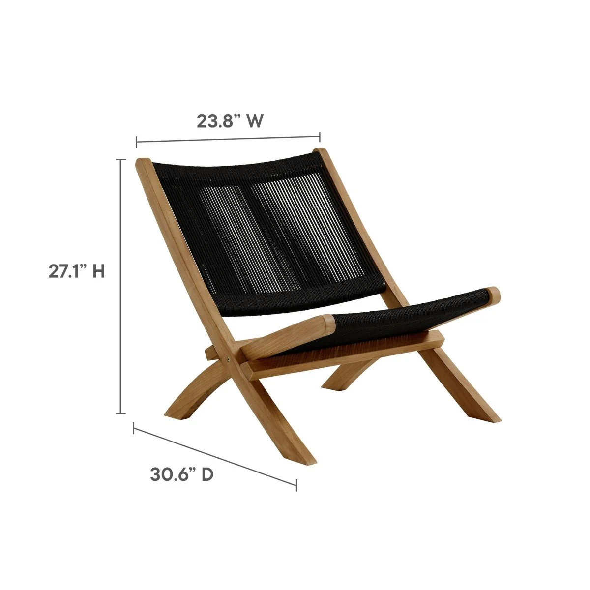 Folding Teak Outdoor Lounge Chair and Ottoman Set for Patio and Deck Seating - Image 3